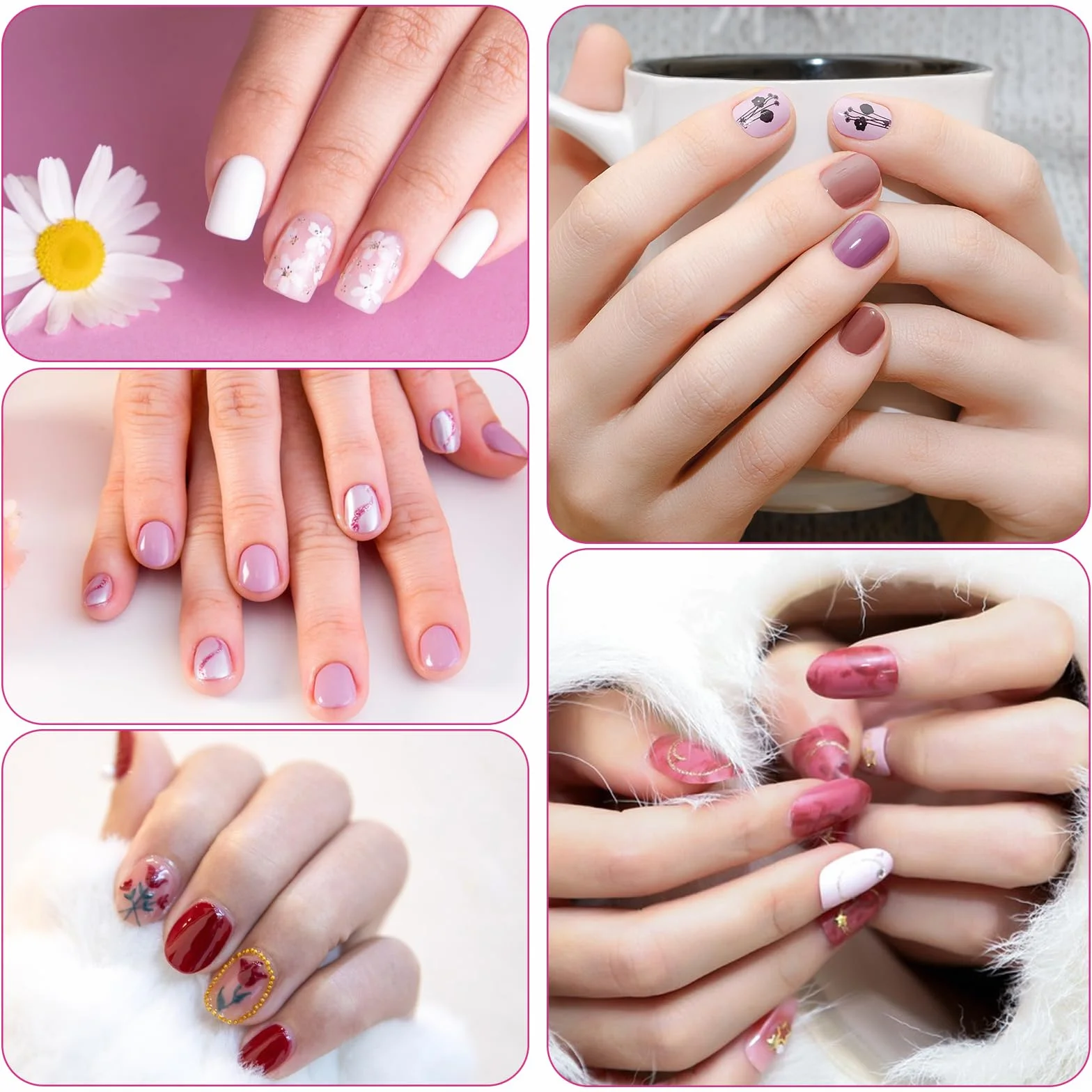 JJUNW zestaw stempli do paznokci z pędzelkiem do zdobienia paznokci i skrobakiem do paznokci, silikonowe, do manicure, DIY
