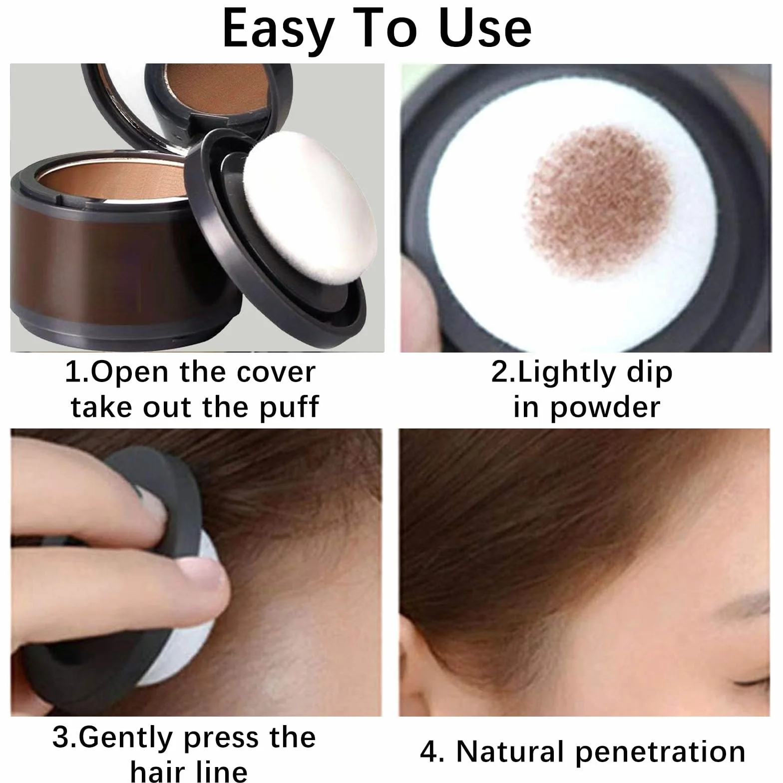 Hairline Powder,Natychmiastowa linia włosów w proszku,proszek z korzeni włosów,pokrywa korzeniowa,linia włosów,do wypełniania rozjaśnionych włosów,korektor korzeni włosów do makijażu dla