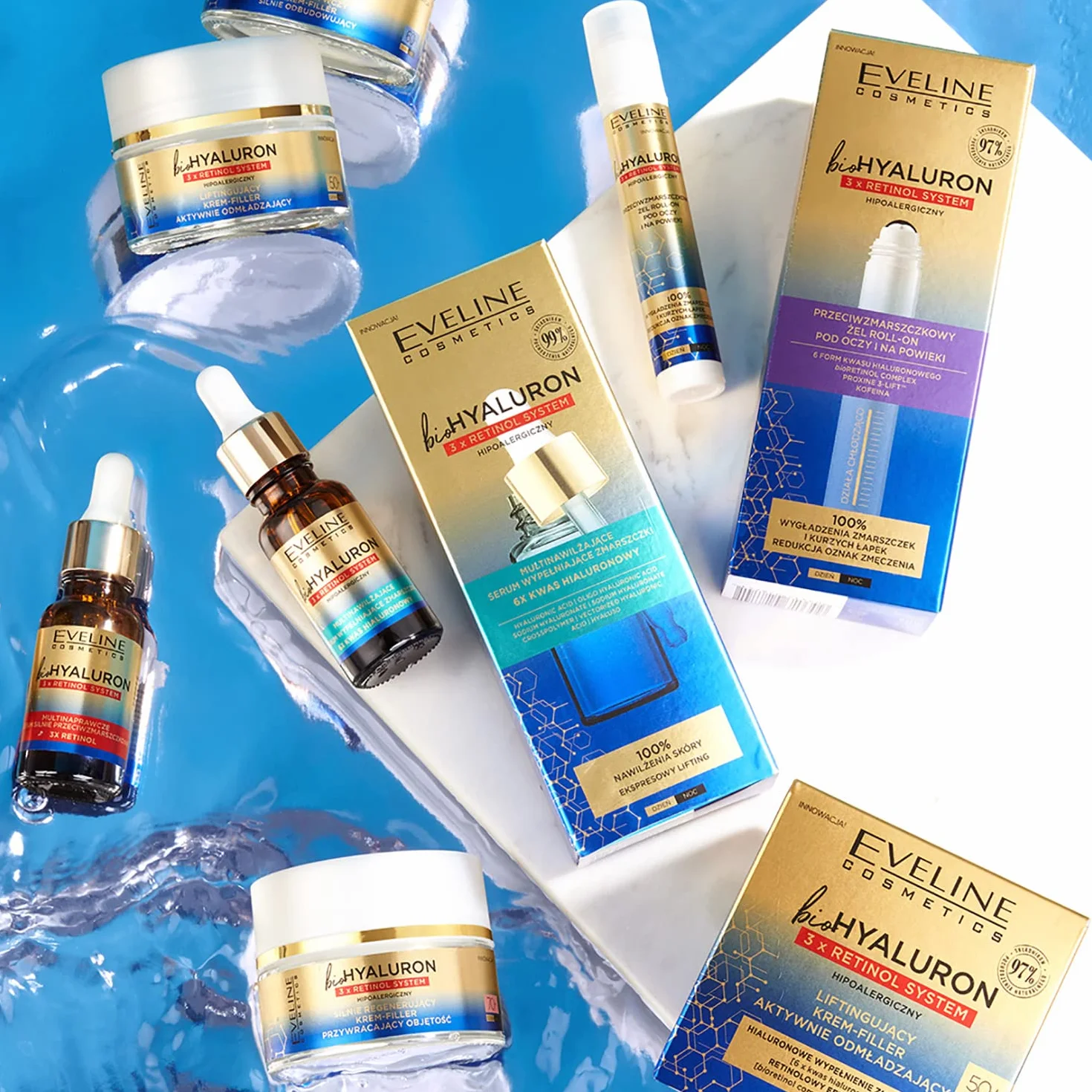 EVELINE COSMETICS Biohyaluron 3x Retinol System Anti Wrinkle Roll On Gel Under Eye Area 15ml