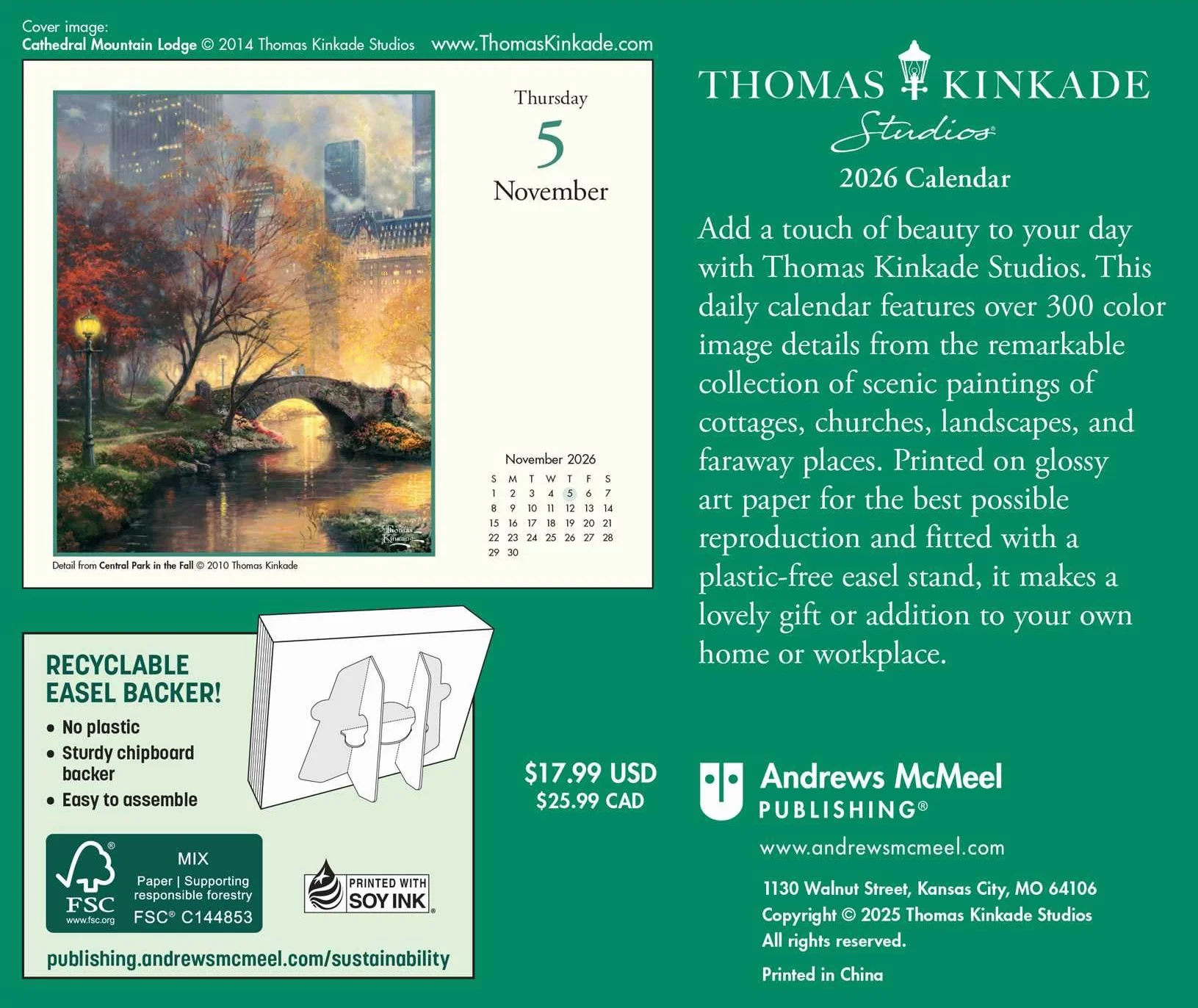 Thomas Kinkade Studios 2026 Day-to-Day Calendar: Original Andrews McMeel-Tagesabreißkalender [Kalendar]