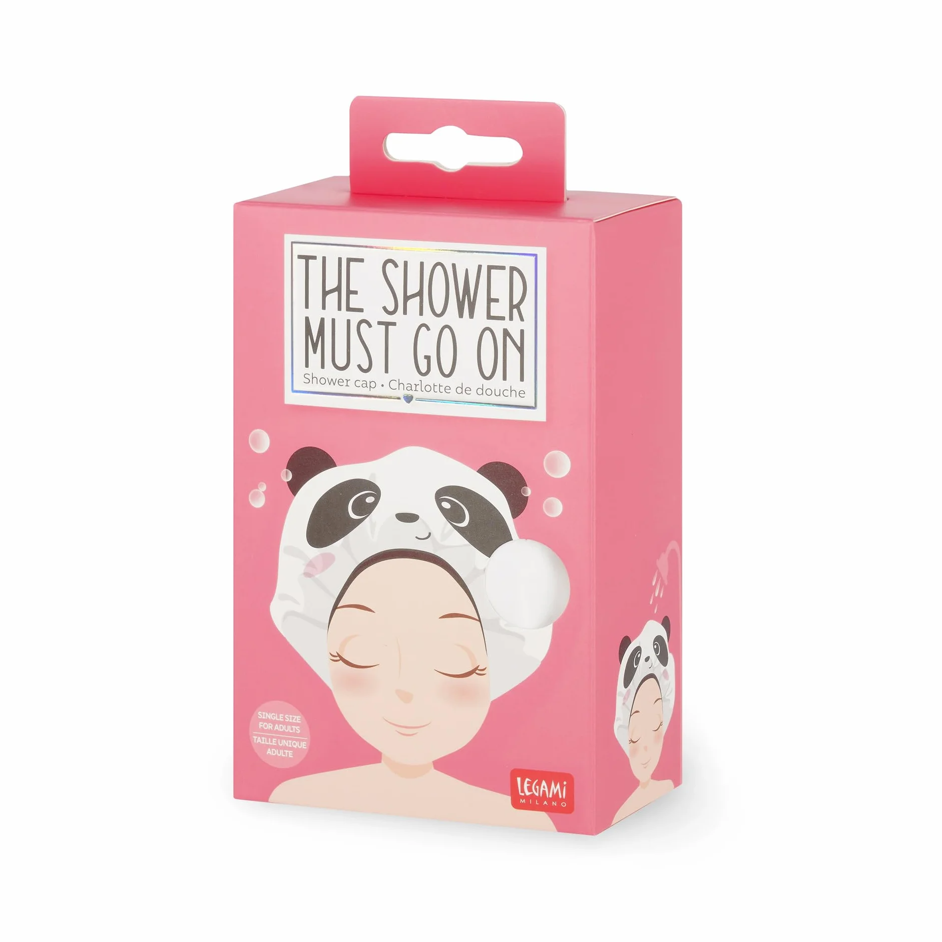 Legami - Słuchawki prysznicowe The Shower Must Go On, wielokrotnego użytku wodoodporna, elastyczna krawędź, jeden rozmiar, materiał EVA, motyw Panda