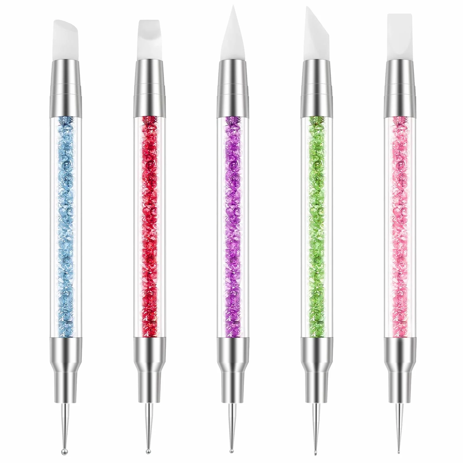 Zestaw 5 silikonowych pędzli do zdobienia paznokci Nail Art Dotting Tools podwójna główka