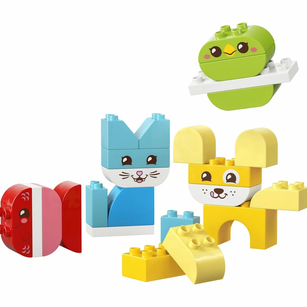 LEGO DUPLO 3 in 1 Creative Cute Pets - Educational Fine Motor Skills Toy for Toddlers - Animal Figures incl. Dog, Cat, Bird & Fish - Easter Crafts - Gift for 1+ Year Old Babies, Girls & Boys - 10477