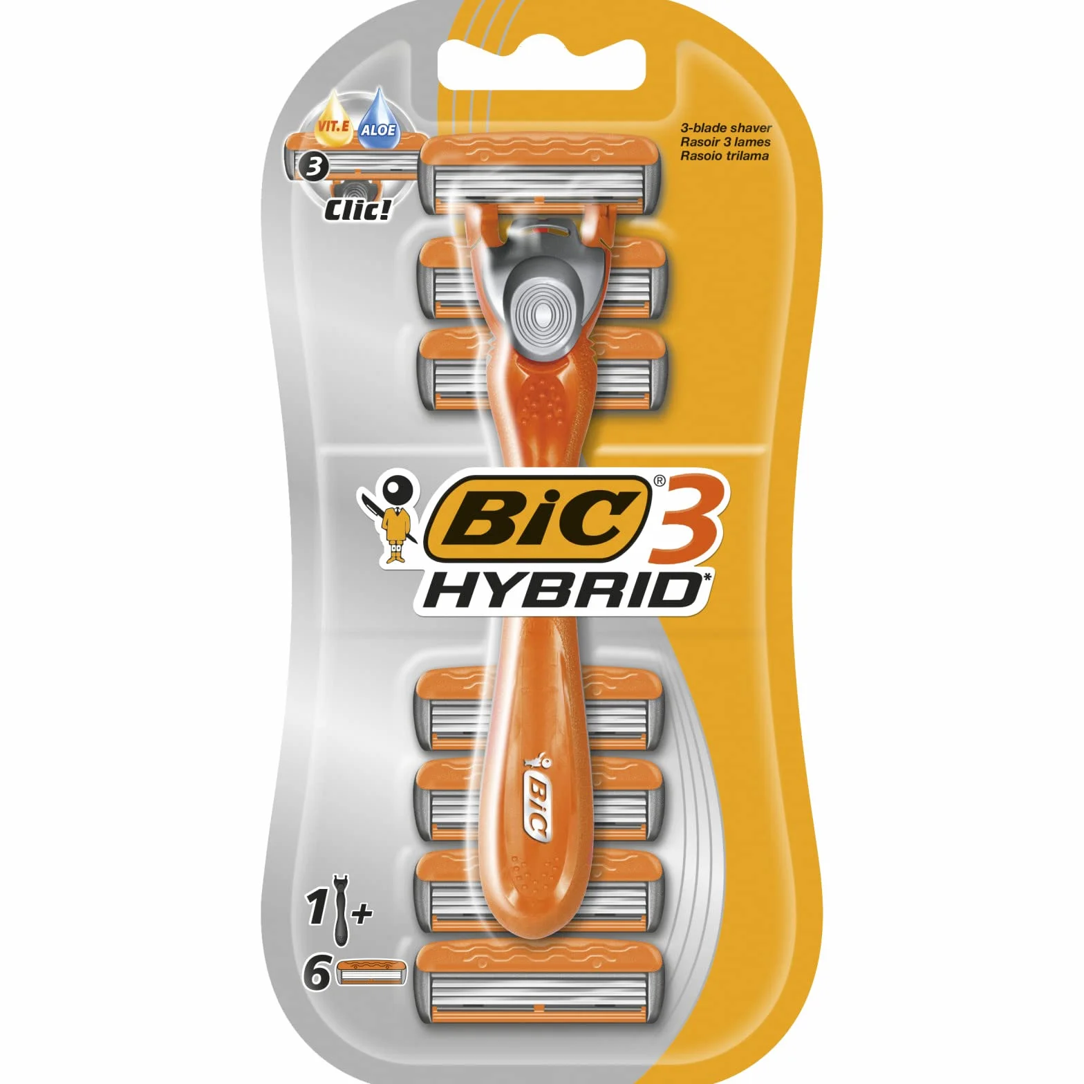 BIC 3 Hybrid Zestaw Golarki Ręcznej dla Mężczyzn, 3 Żyletki, 1 Uchwyt