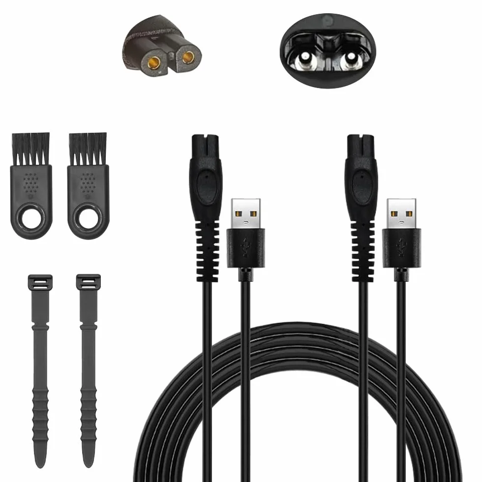 Kabel do ładowarki 5 V do Philips One Blade MG5910 MG9520 MG7950 X5005 X5006 QP1924 QP2724 QP2834 BT3238 X3053 X5004 BG3017 S5884, 2 szt. golarki ładowanie USB Elektryczna golarka kablowa
