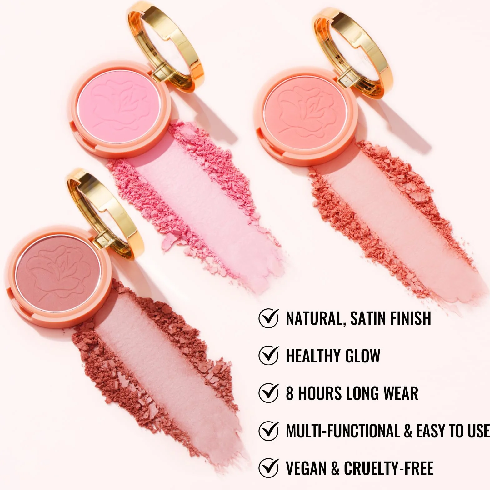 Oulac Satin Blush Make up, rozświetlacz z rumieńcem, długotrwały róż do makijażu, ST07 Pink Poppy