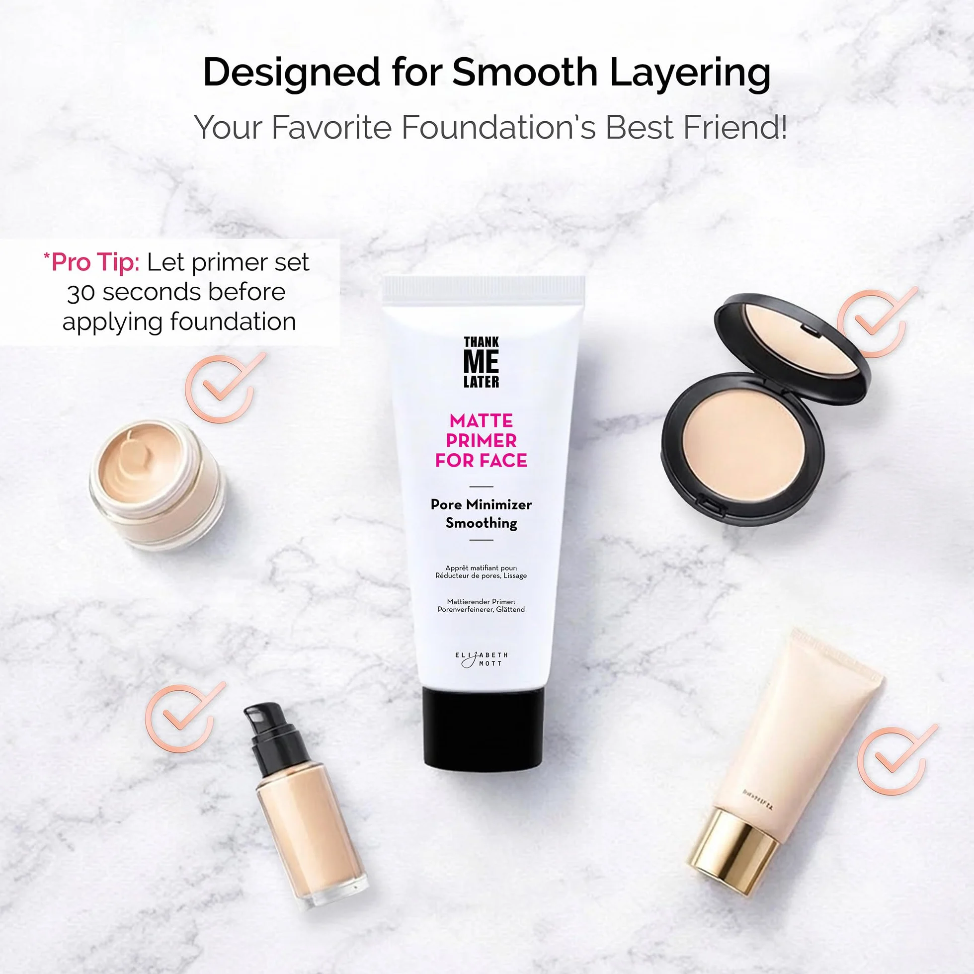Elizabeth Mott Wodoodporny cień do powiek przeciw tłustym powiekom i zmarszczkom. Matte Face Primer (30 g) Claro