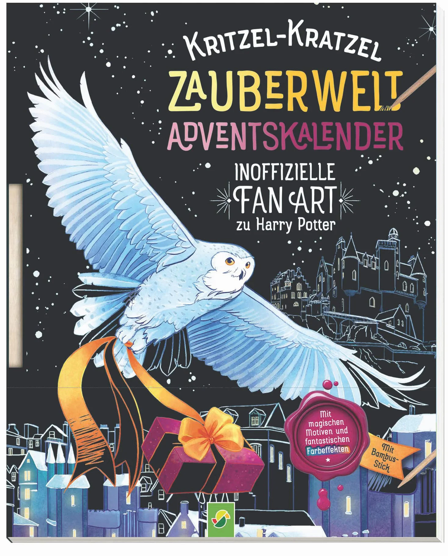 Kritzel-Kratzel Zauberwelt Adventskalender - Inoffizielle Fan Art zu Harry Potter: Mit magischen Motiven, fantastischen Farbeffekten & Bambus-Stick. Für Kinder ab 5 Jahren