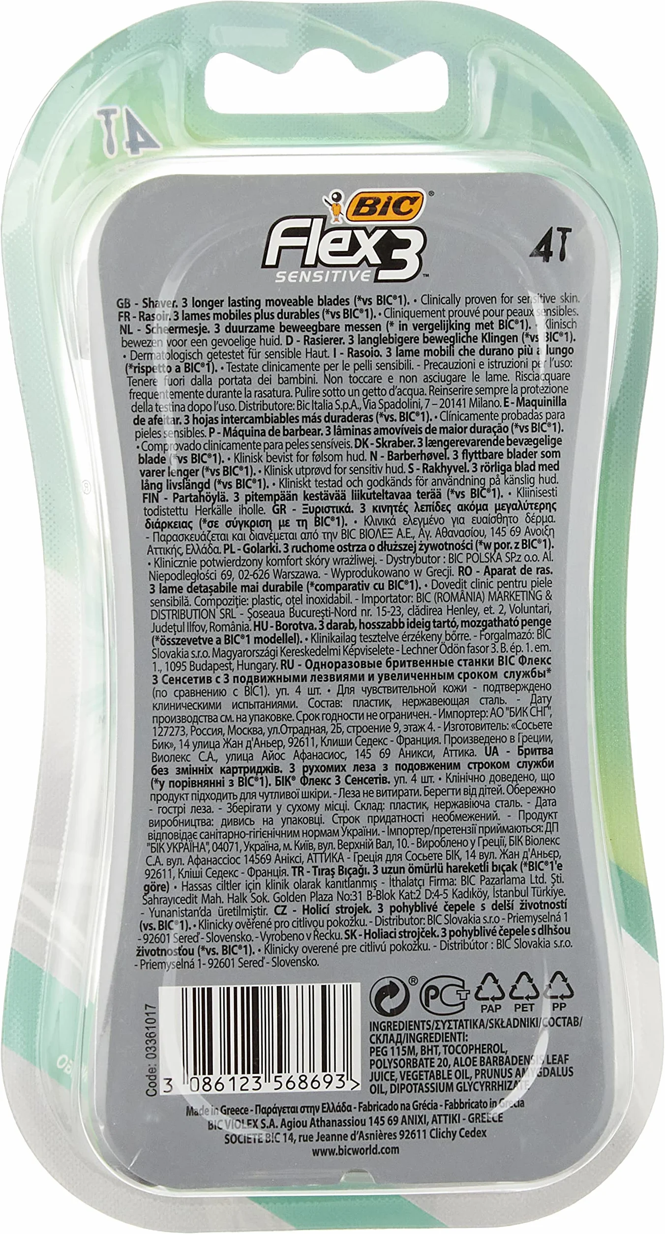 Bic Flex-3 Sensit Blister 3+1 Jednostka