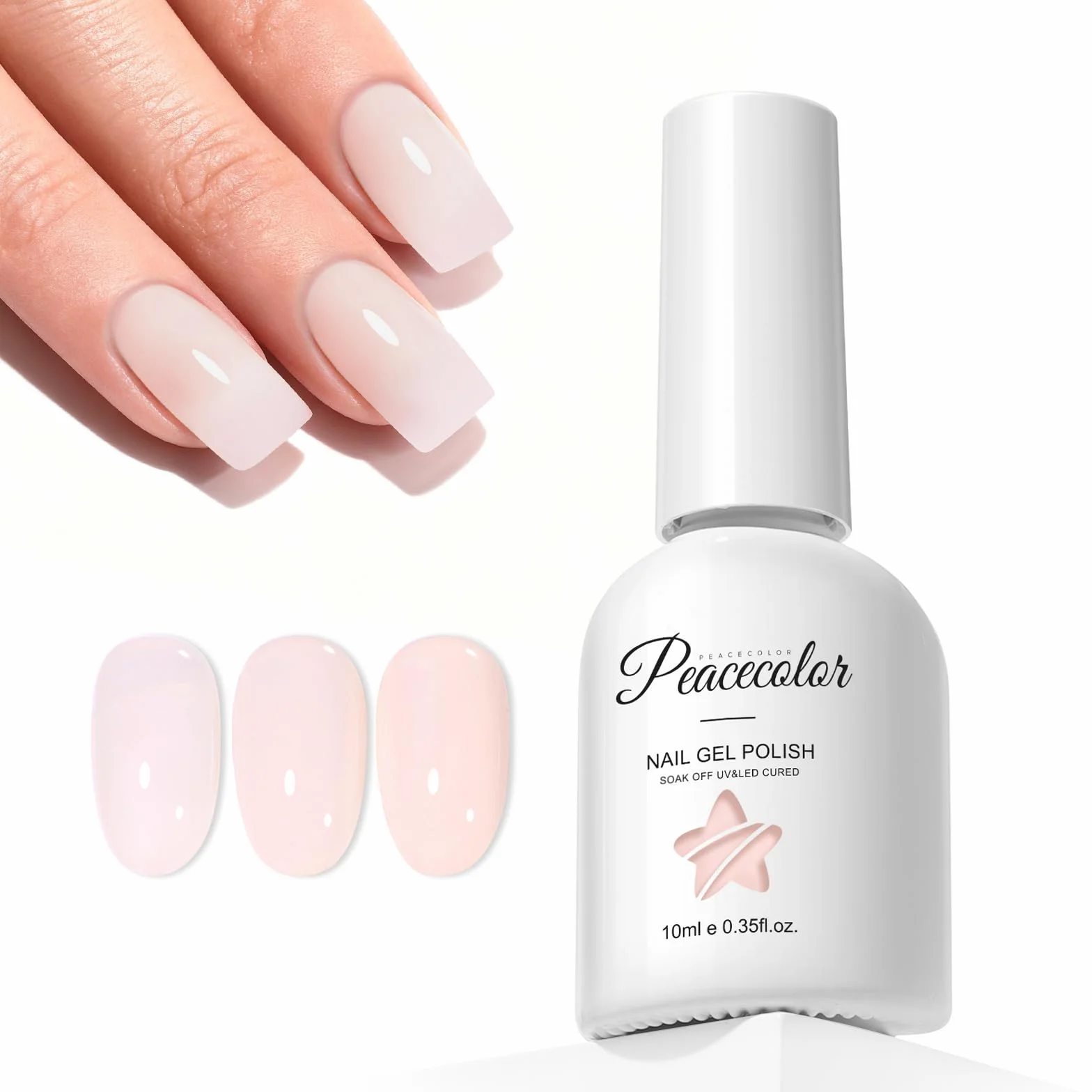 PEACECOLOR Lakier do paznokci UV Przezroczysty żelowy 10 ml Soak-Off Trwały