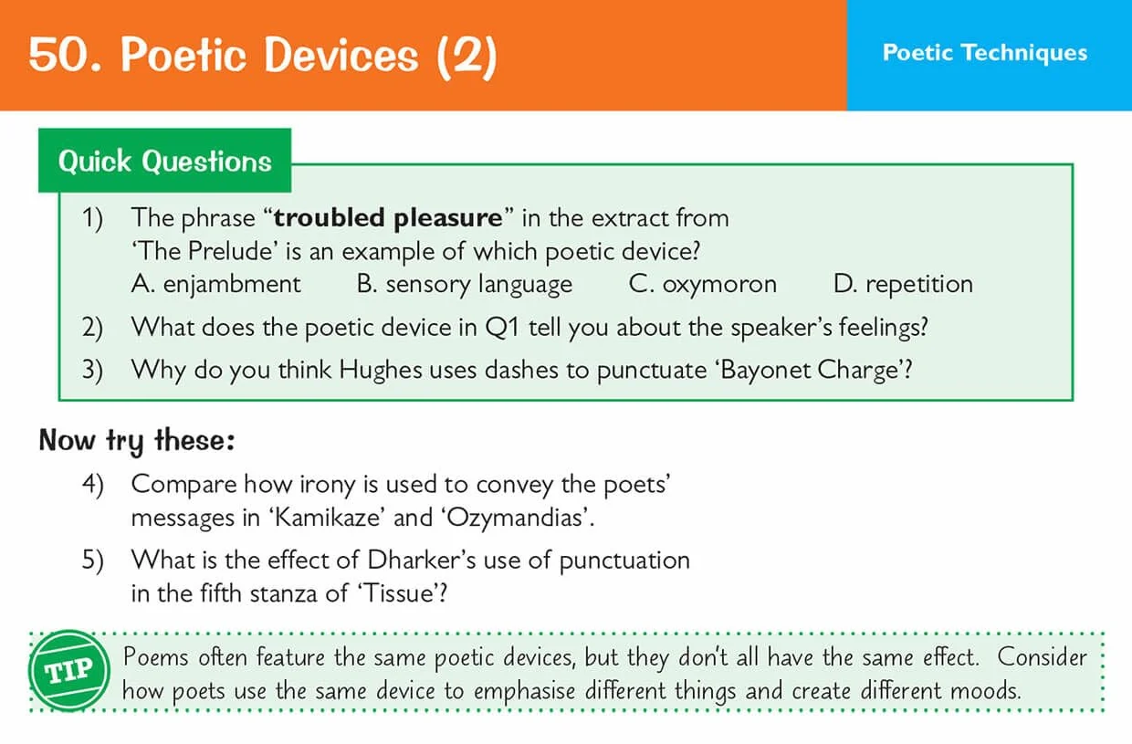 GCSE English: AQA Power & Conflict Poetry Anthology - Revision Question Cards