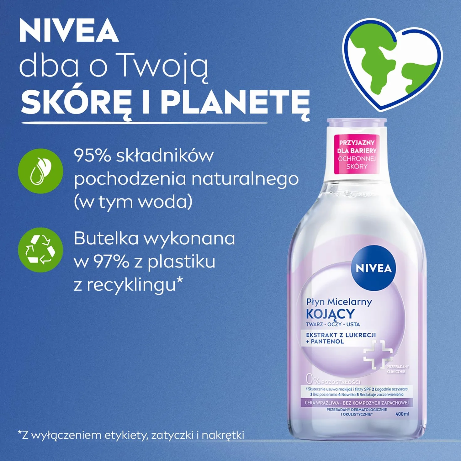 NIVEA Kojący płyn micelarny dla cery wrażliwej z Kompleksem Aminokwasowym i Dekspantenolem 400 ml