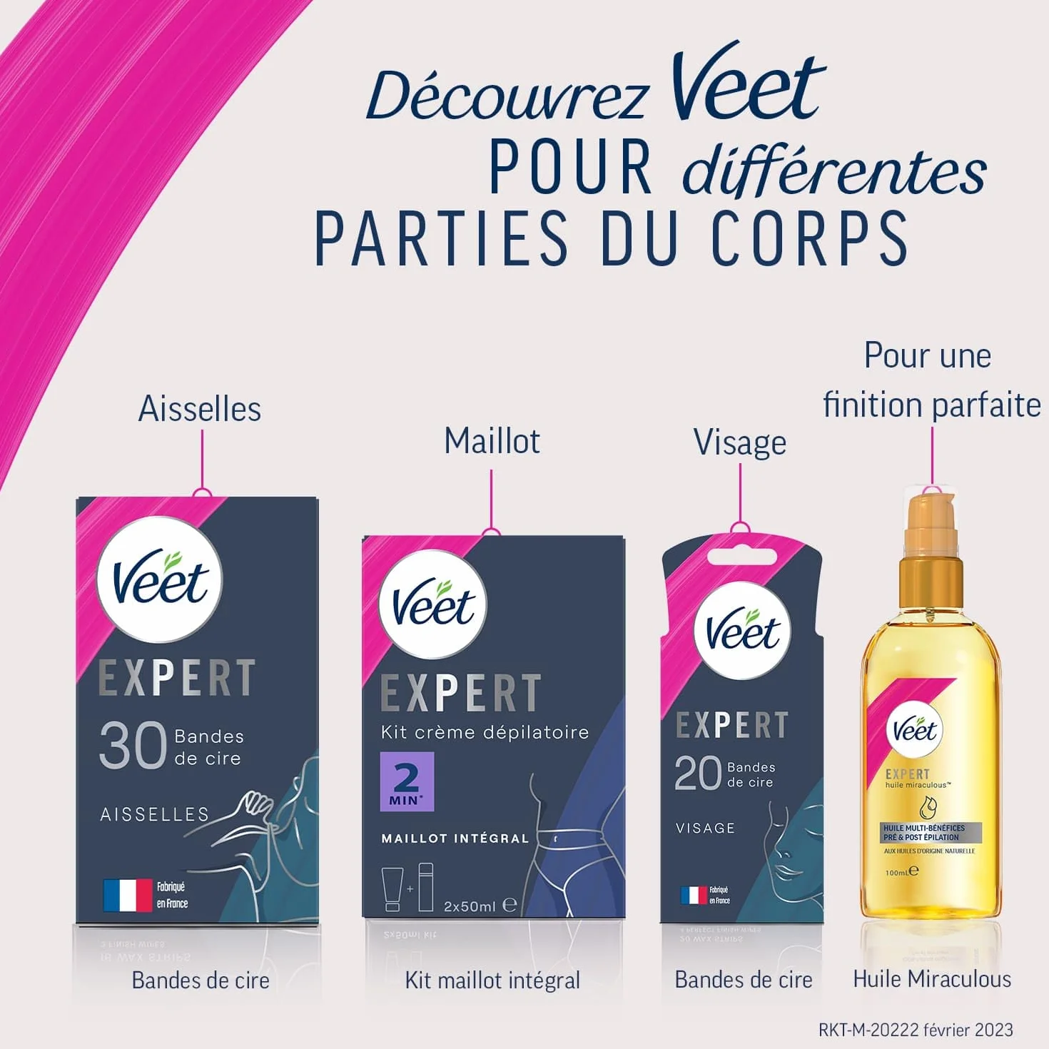 Veet EXPERT - 40 pasków z zimnego wosku do ciała i nóg - Skóra sucha - Idealne wykończenie - Długotrwała depilacja