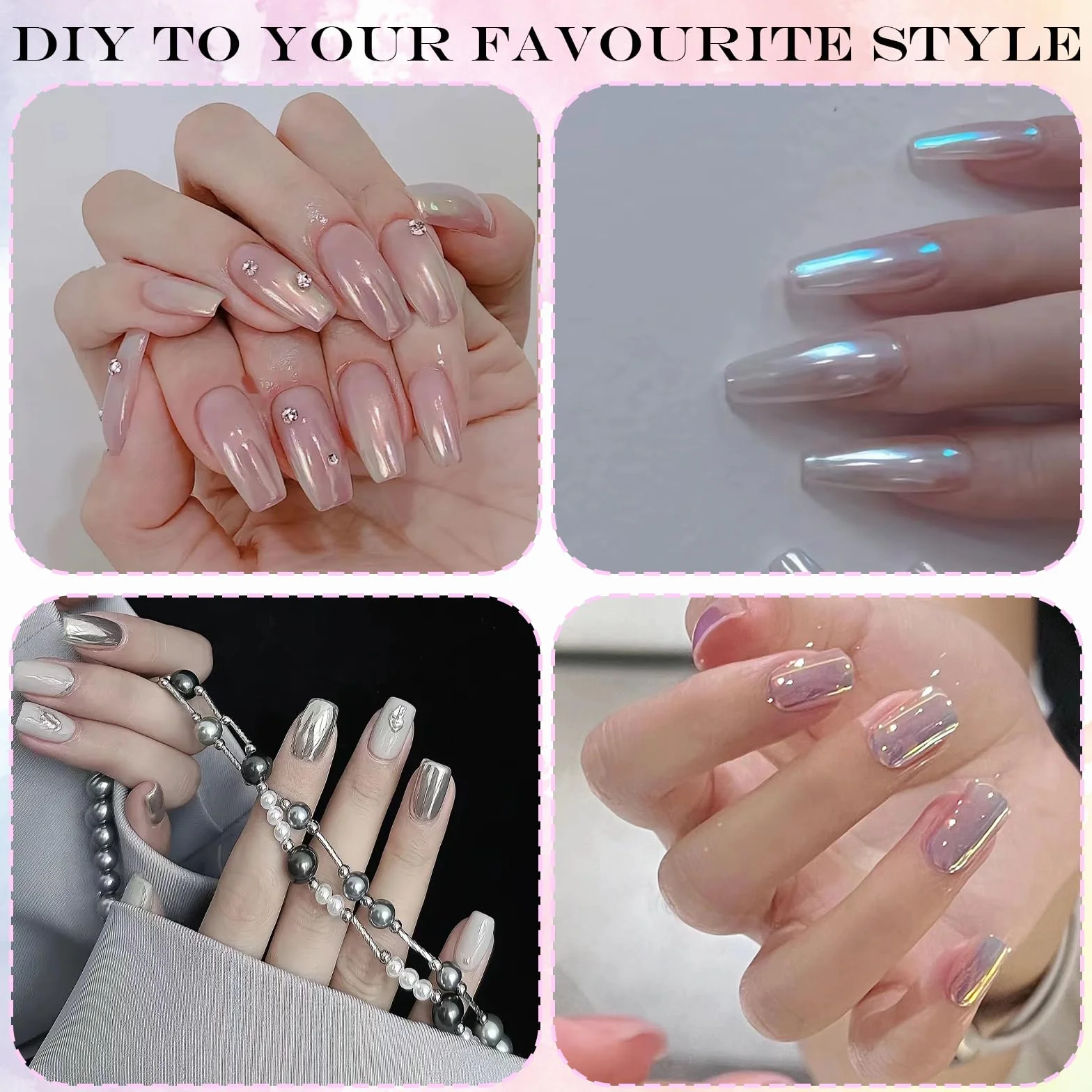 Aurora Ice Shimmer chromowany proszek do paznokci metaliczny lustrzany pigment brokatowy