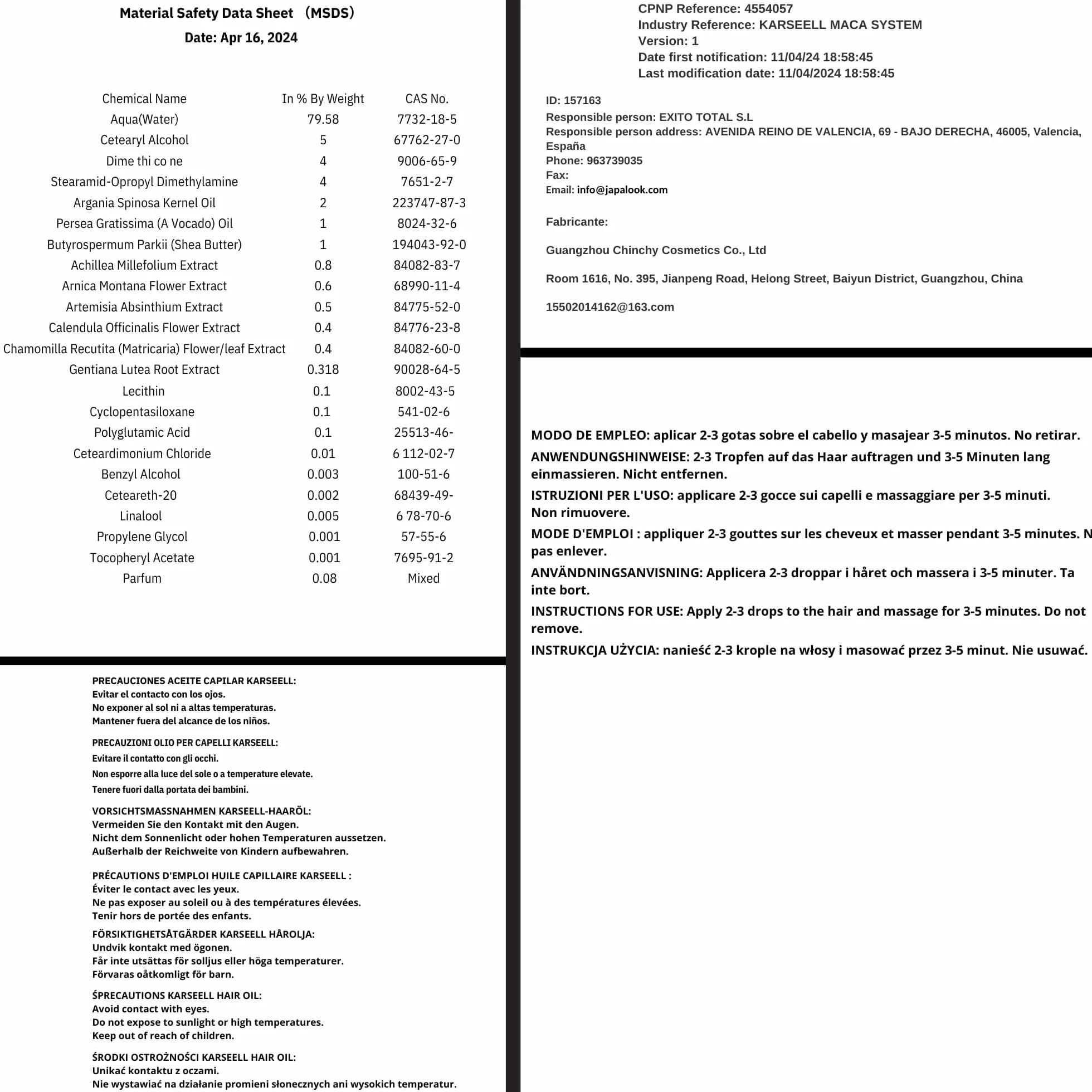 Karseell MACA CARE SYSTEM Serum Arganowe do Włosów i Skóry z Kolagenem Regeneracja Suchych Zniszczonych Włosów Antypuszenie Nawilżenie Blask Paznokcie Bez Spłukiwania Wszystkie Typy Włosów 50ml