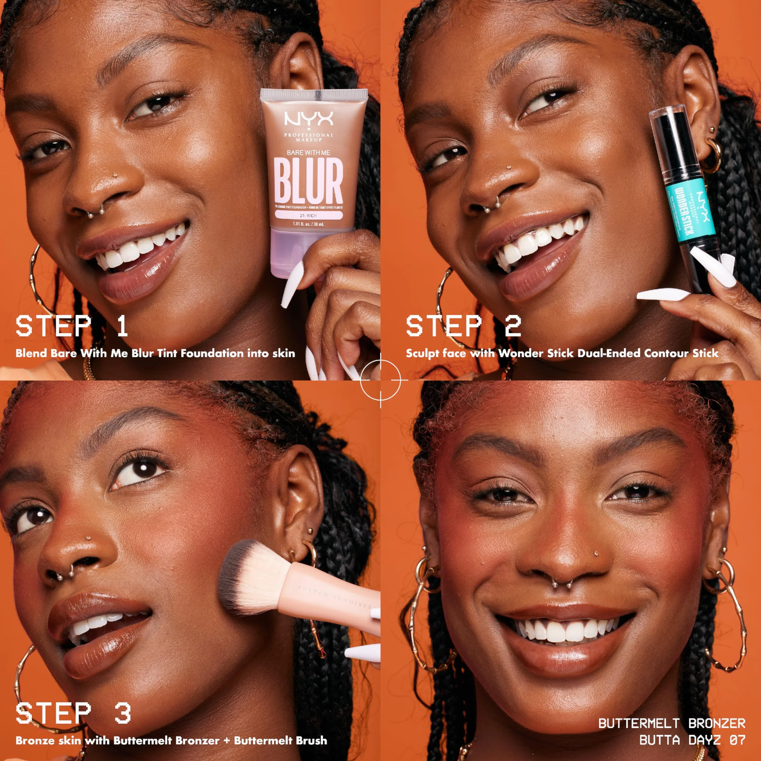 NYX Professional Makeup Bronzer, dla opalonego i promiennego wyglądu, utrzymuje się do 12 h, odporny na rozmazywanie, bez transferu, motyli, odcień: Butta Off, 5 g