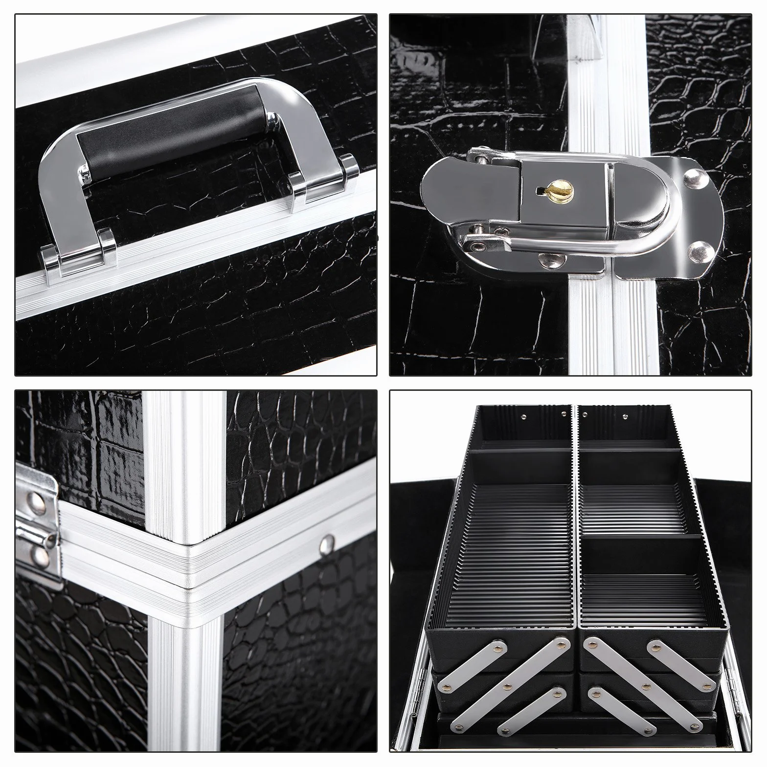 SONGMICS Kuferek kosmetyczny czarny 36,5 x 35 x 22 cm