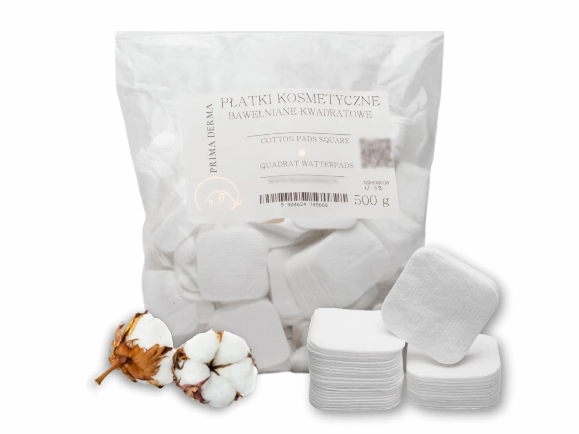 Płatki kosmetyczne bawełniane kwadratowe 500 g PRIMA DERMA