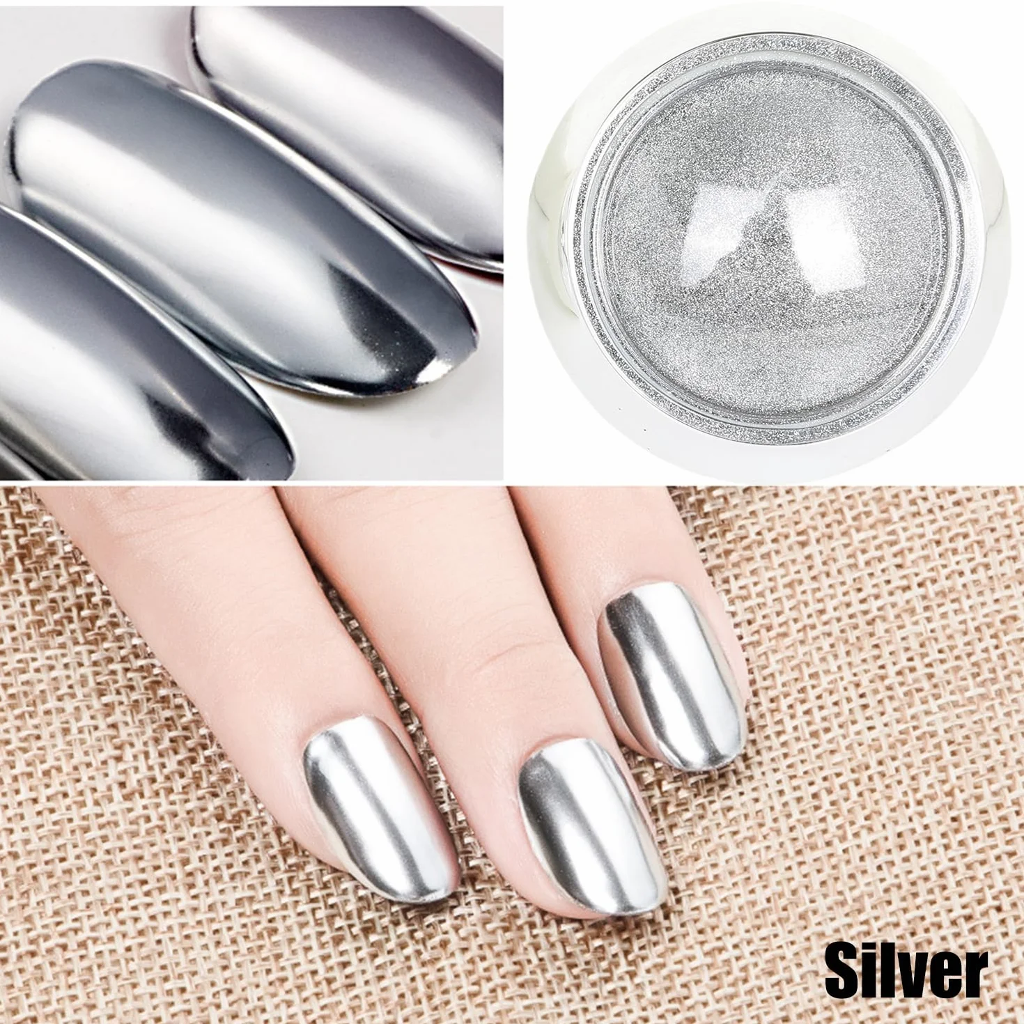 Proszek do paznokci chromowany złoty srebrny metaliczny efekt lustrzany pigment brokatowy
