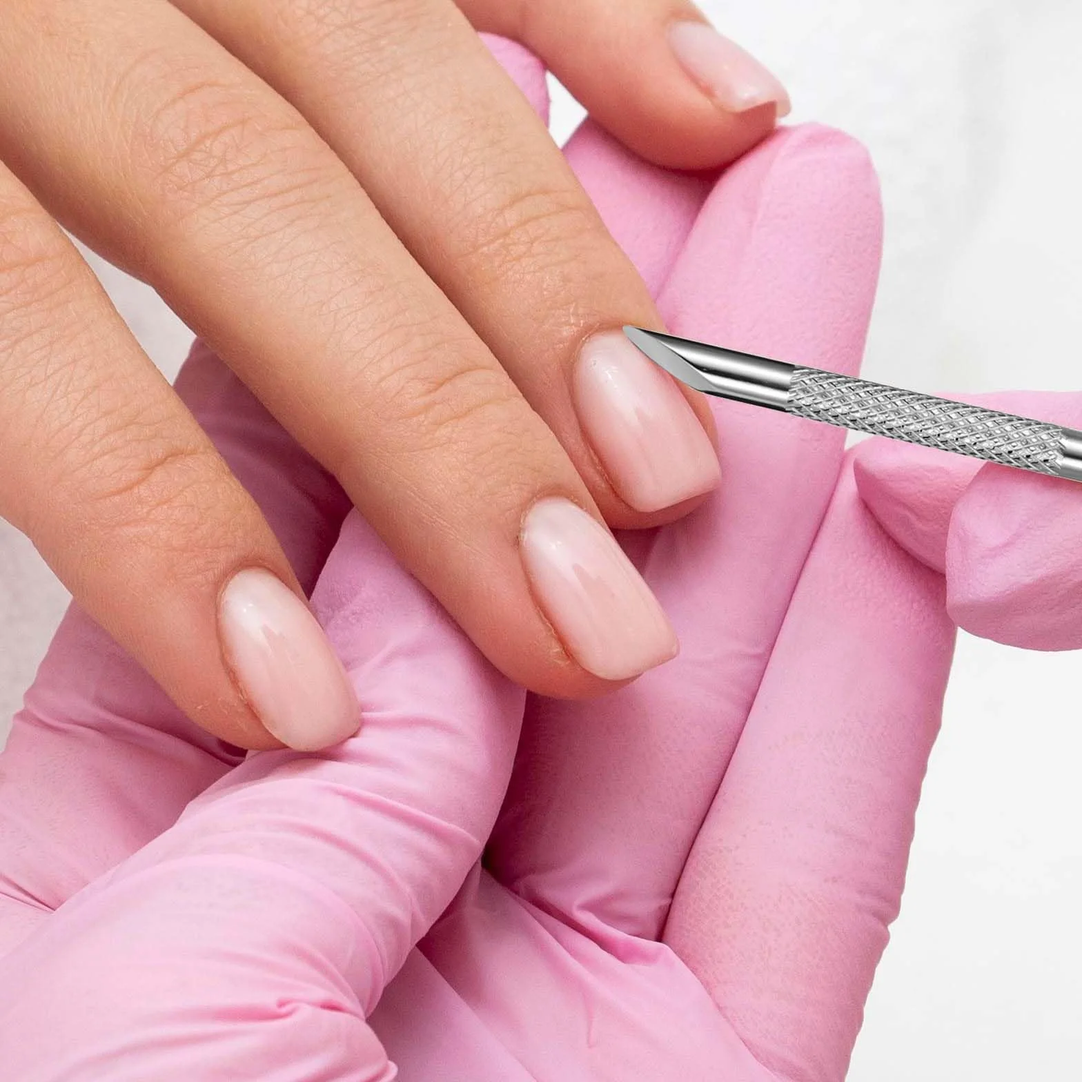 Tyqour 1 x łopatka do skórek paznokci, podwójna głowica ze stali nierdzewnej z 100 szt. papieru ściernego, podwójna głowica, papier ścierny, do manicure, profesjonalne narzędzie do obcinania skórek