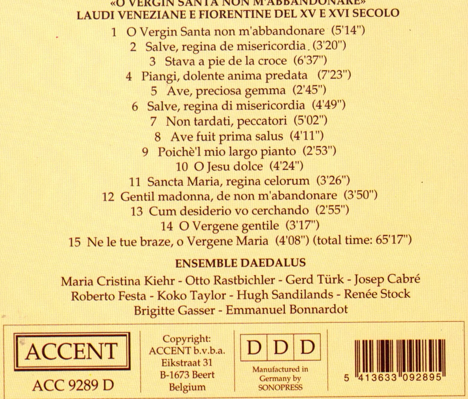 Praise The Holy Virgin Venetian And Florentine Laudi (Festa)