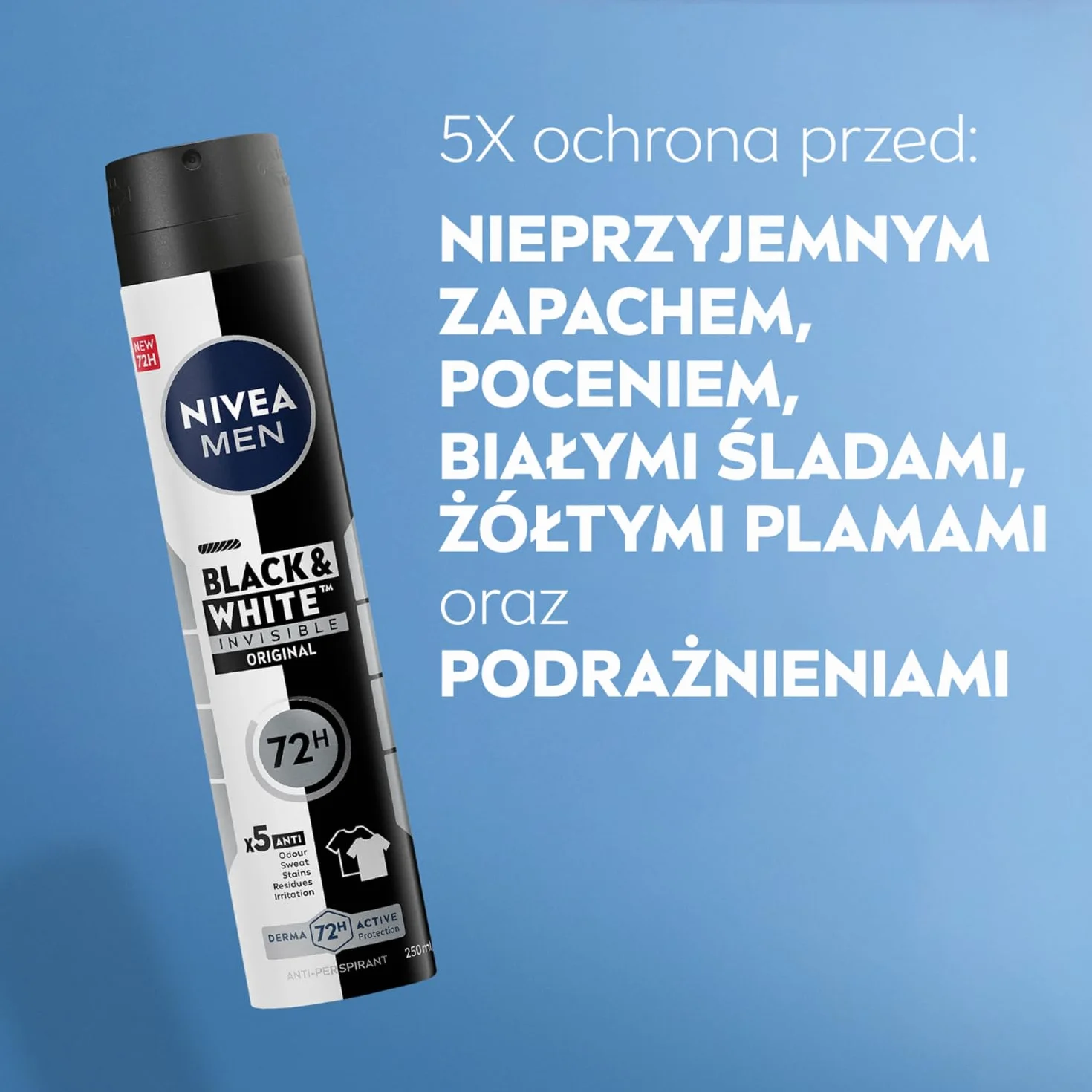 NIVEA MEN Black&White Invisible Original Antyperspirant w sprayu dla mężczyzn 250 ml