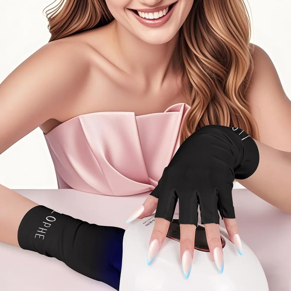 LOPHE Damskie rękawiczki anty-UV bez palców, żelowe rękawice do manicure'u, ochrona przeciwsłoneczna UPF200+ do żelowego manicure'u / roweru/jazdy samochodem/fitness/wędkarstwa, elastyczny, lekki