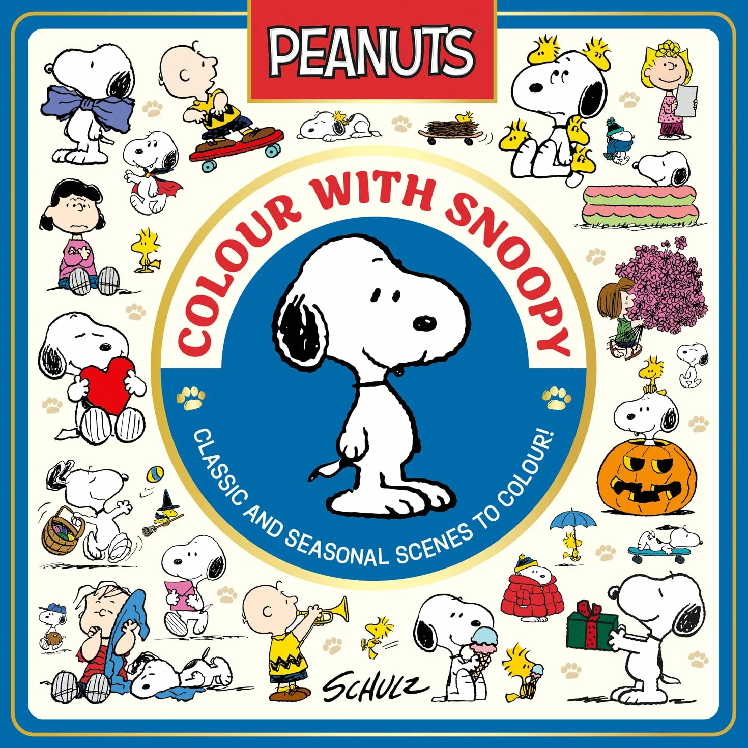 Official Peanuts: Colour with Snoopy: ALL NEW, celebrating 75 years of Peanuts, a collection of classic colourings for fans of the film, comics and tv shows