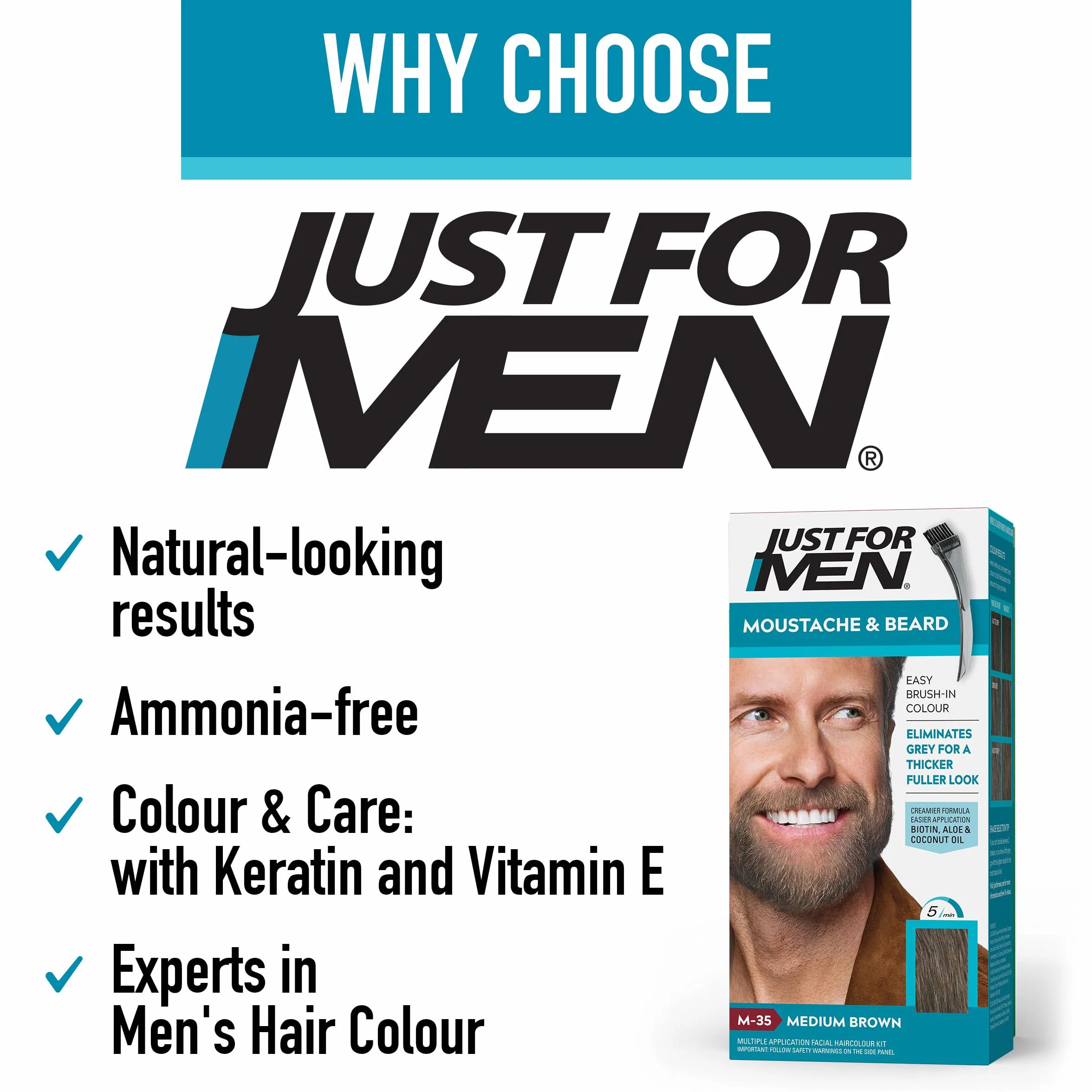 Just For Men Wąsy i broda barwnik jasno-średniobrązowy M30