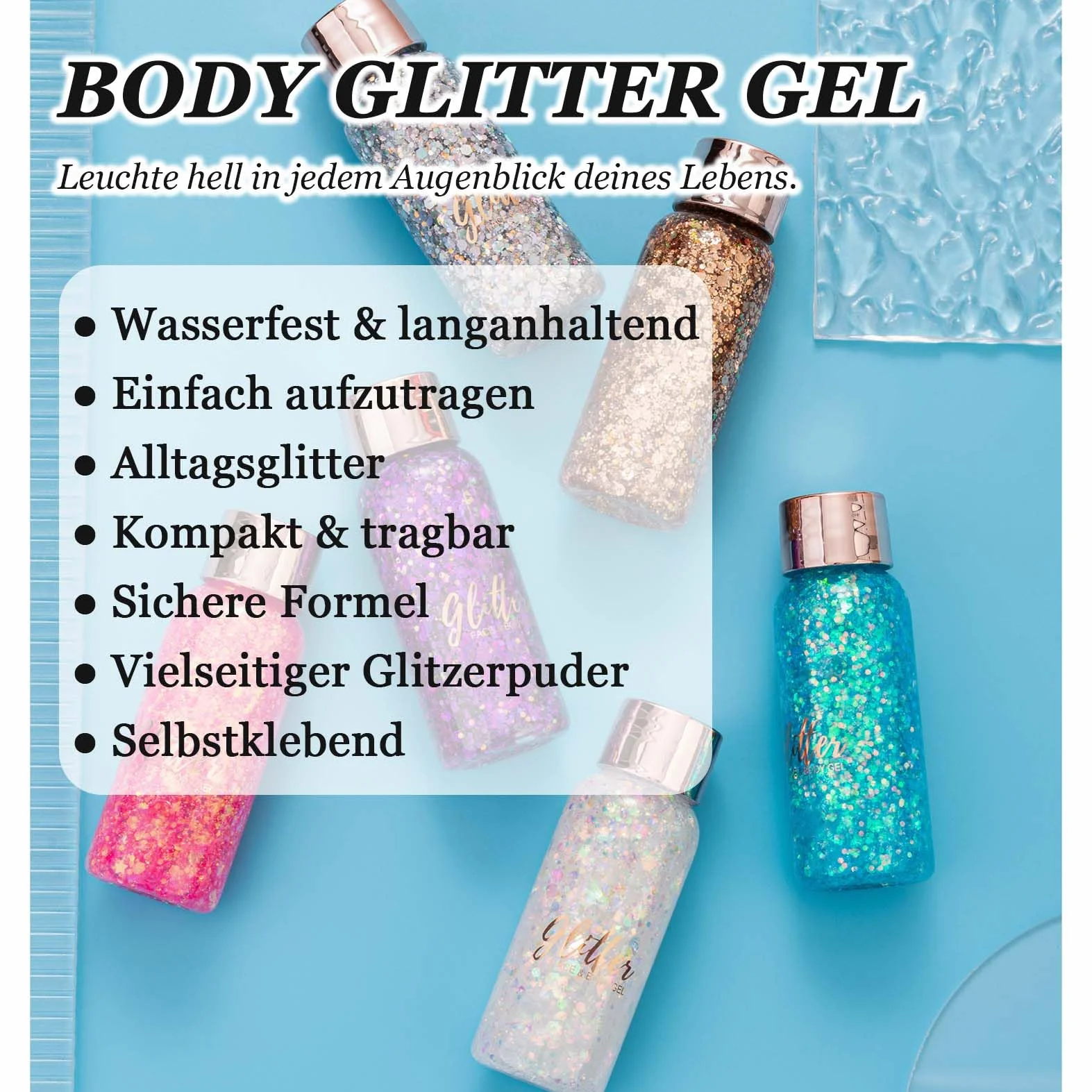 EONFAVE Żel brokatowy do ciała, brokatowy makijaż twarzy, Chunky Glitter, dekoracja odzieży, festiwal, cekiny (103#brąz)