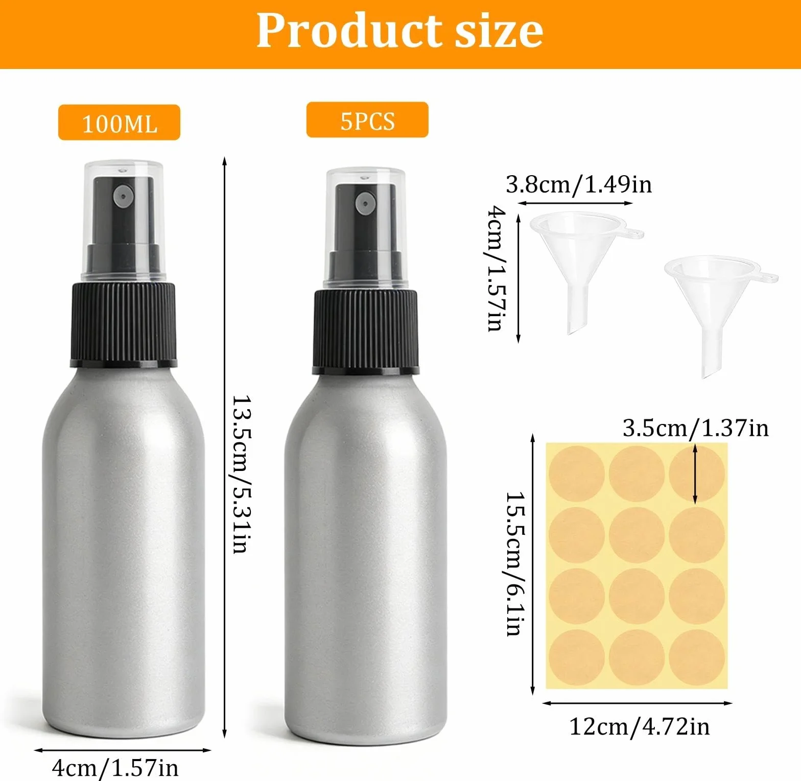 Butelka z rozpylaczem 100 ml aluminium do napełniania, przyjazna dla środowiska, do małych włosów, rozpylacz z drobną mgiełką, wielofunkcyjna butelka z rozpylaczem wody do gospodarstwa