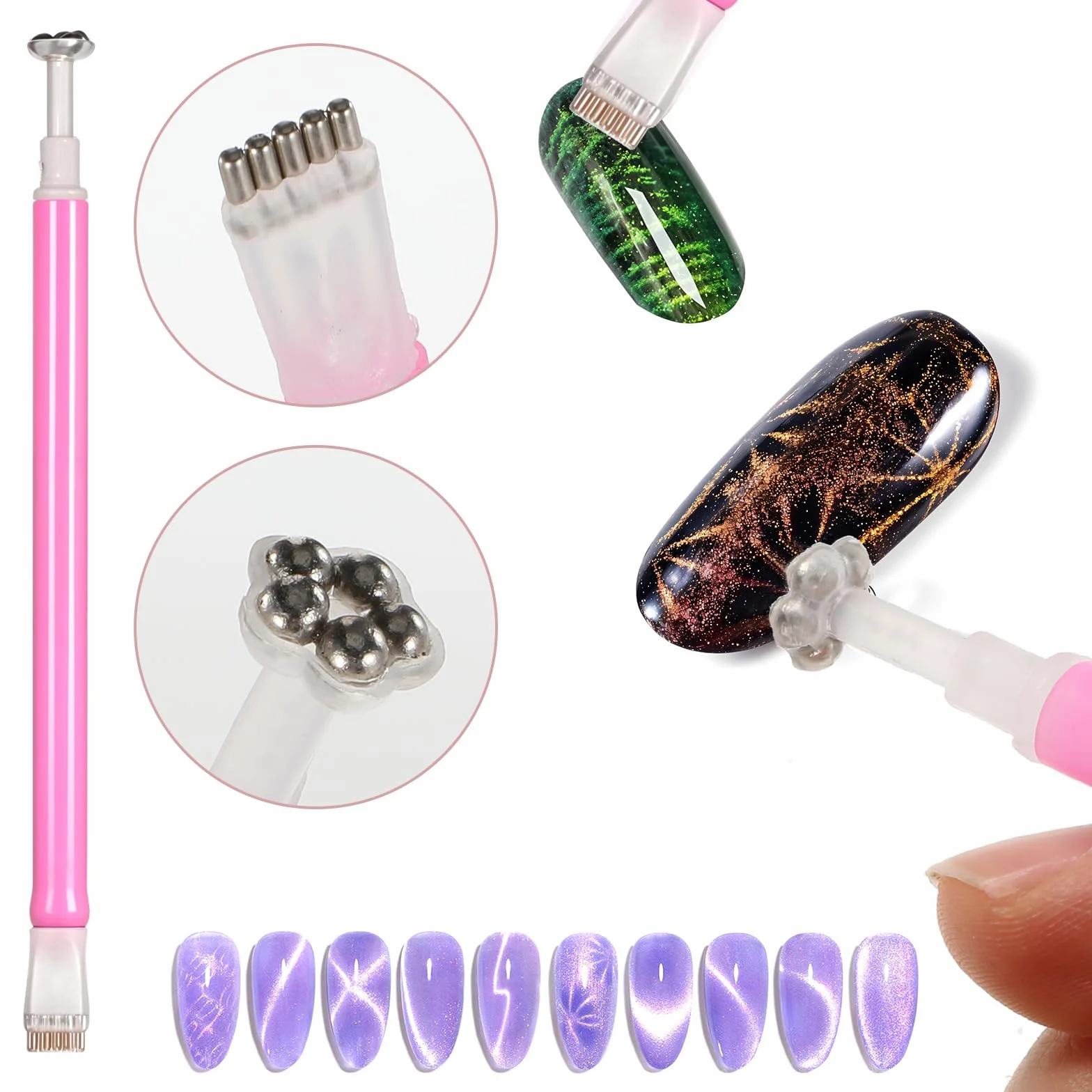 Andibro 8 sztuk narzędzi do zdobienia paznokci magnetyczny zestaw DIY 3D Cat Eye Stick