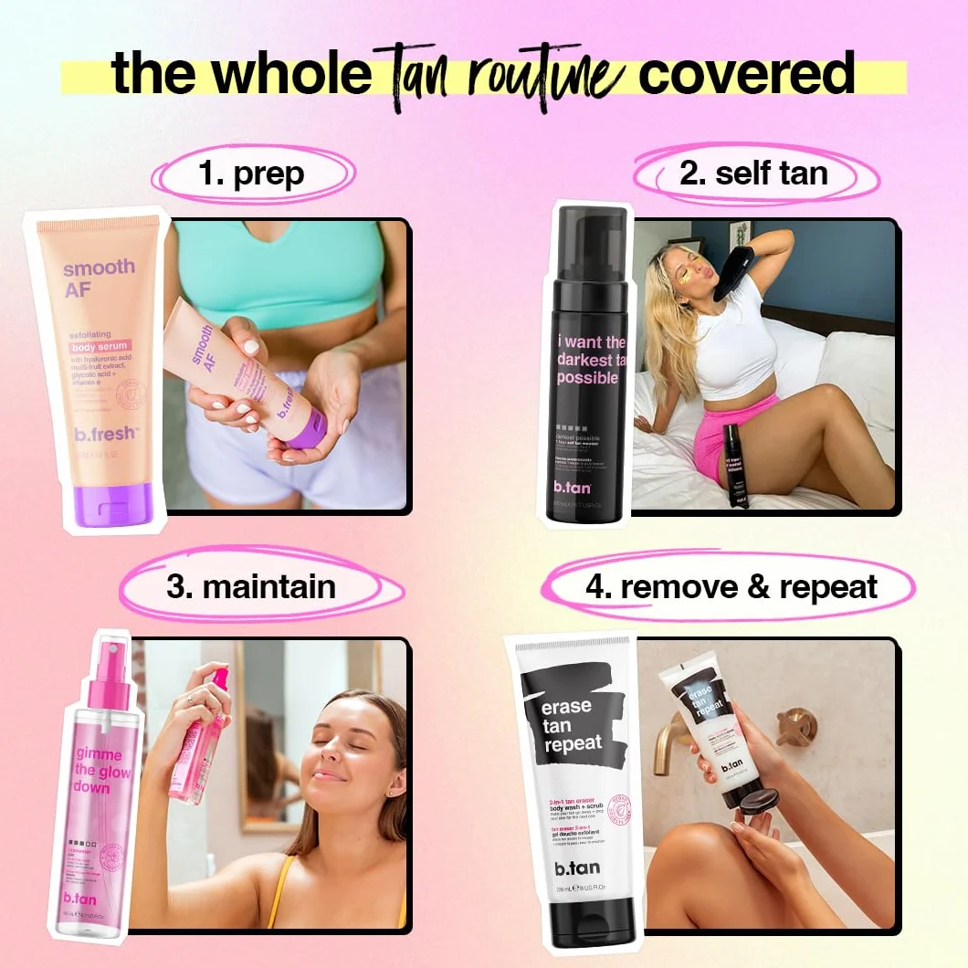 b.tan Darkest Self Tanner Kit – Najciemniejszy zestaw do opalania z aplikatorem, 1 godzina