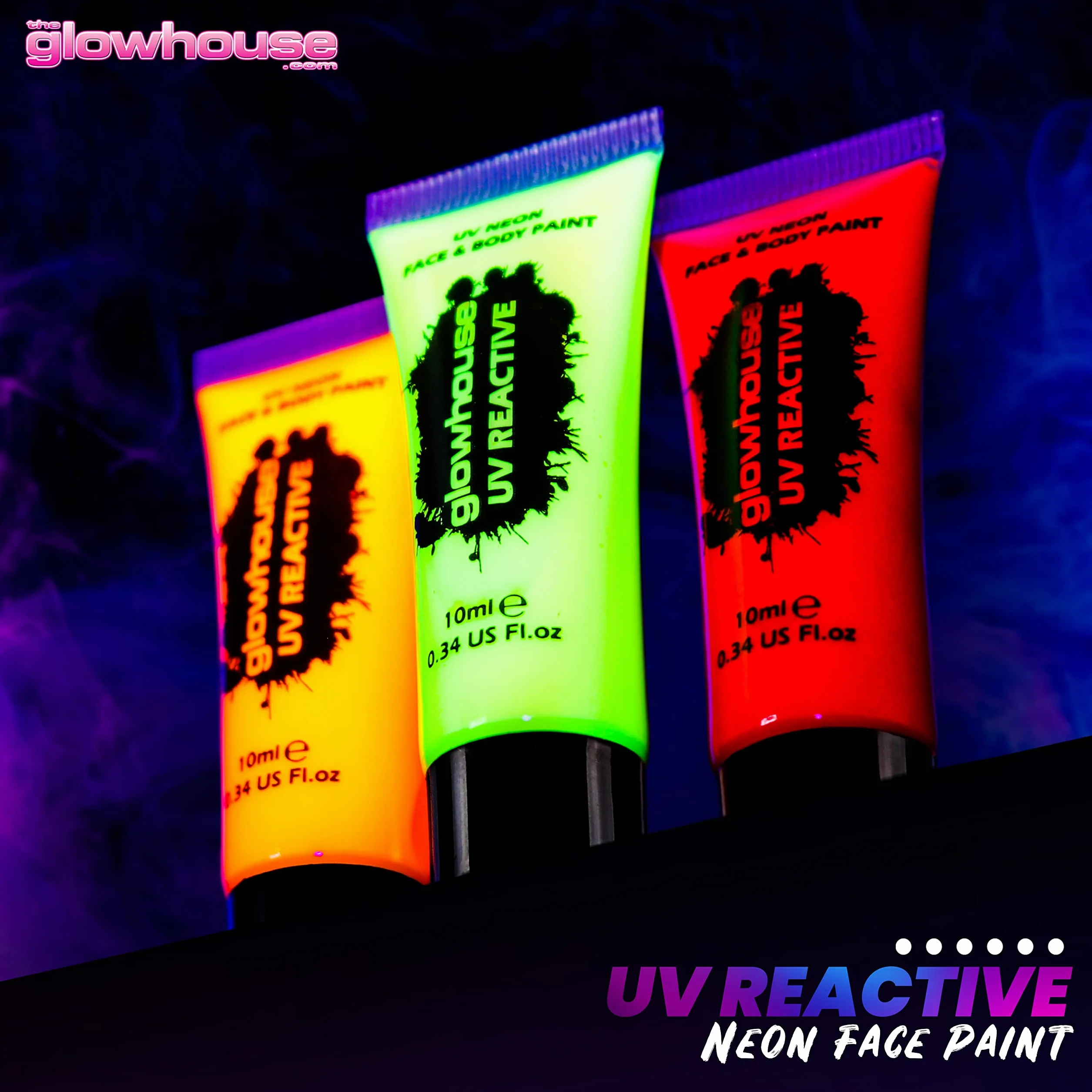 The Glowhouse Zestaw farb do twarzy i farb do ciała (6 sztuk) fluorescencyjny najjaśniejszy blask pod promieniowaniem UV!