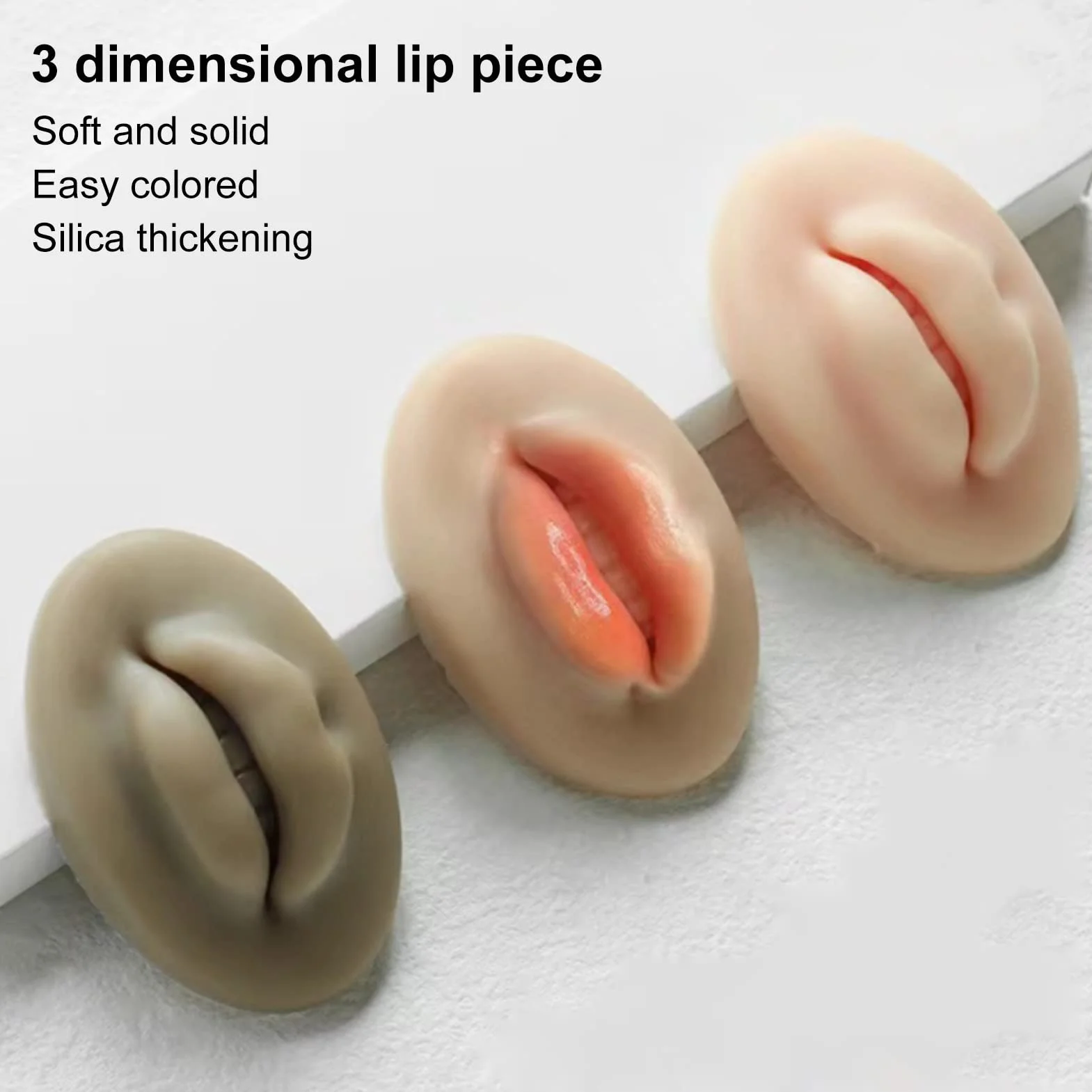 3D Silikon Praktyka Warga, 3szt Miękki Makijaż Permanentny Fałszywe Usta Emulacja Usta Forma Kosmetyczny Makijaż Usta Trening Microblading Praktyka dla Tatuujących Artystów i Początkujących