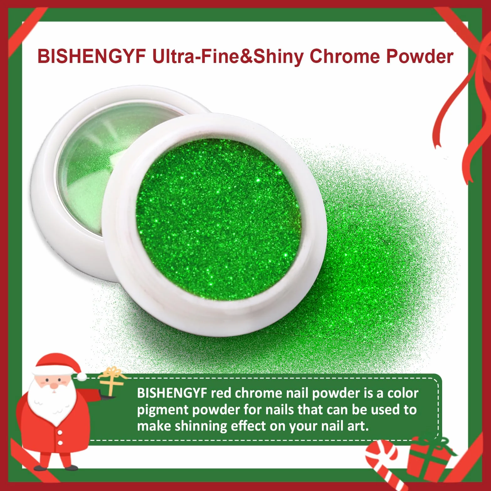 Proszek do paznokci Chrome - efekt lustrzany 2 kolory Chrome proszek do paznokci Czerwony Zielony, proszek do paznokci z metalicznym połyskiem Chrome proszek do paznokci Chrome pigment