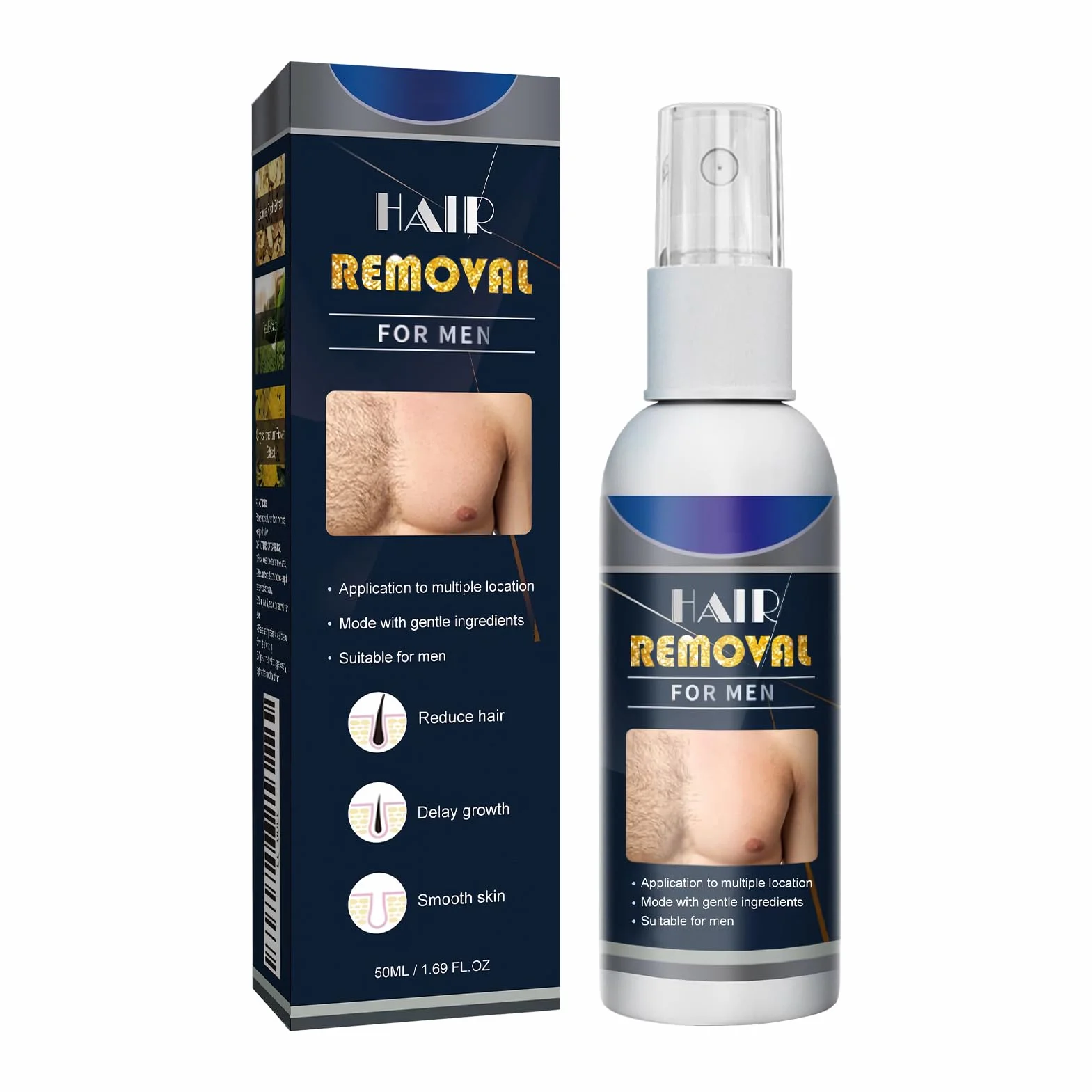 Damski półtrwały spray do usuwania włosów, spray do usuwania porostu twarzy, prosty w użyciu, 50 ml, do pach, nóg pod pachami