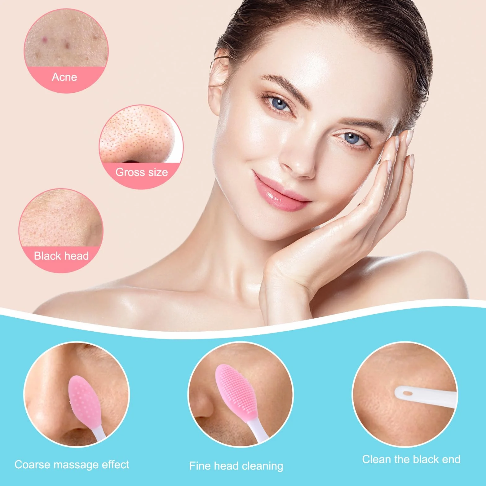 Qianyu Silikonowy peeling do twarzy złuszczający masażer do ust szczotka miękka podkładka do mycia twarzy ręczna maska na twarz szczotka peeling zaskórników narzędzie do pielęgnacji skóry dla kobiet