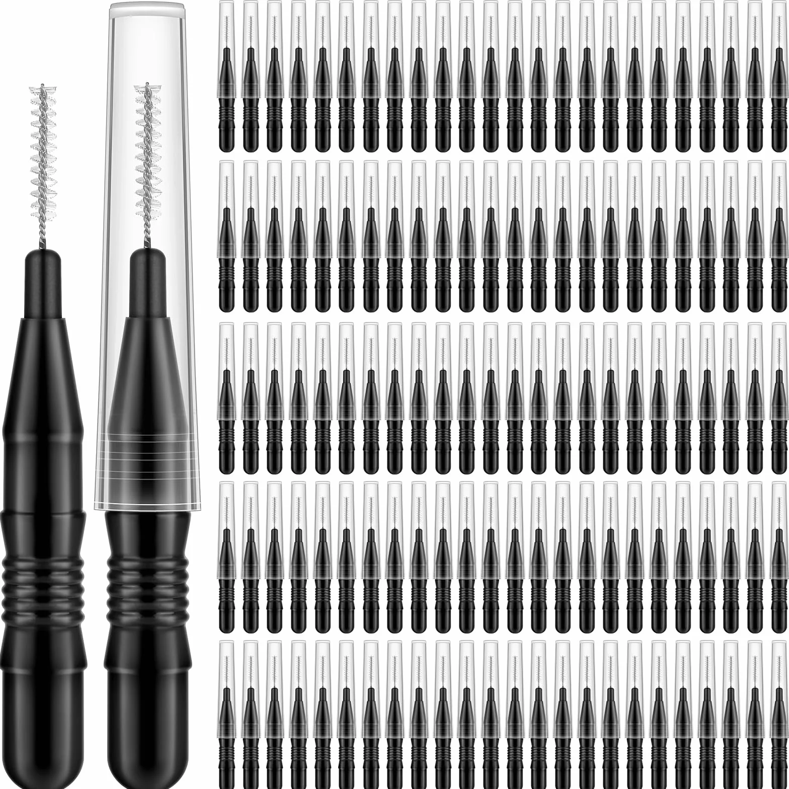 120Pcs Micro Eyebrow Brush with Cap Brow Lamination Spoolies for Eyebrow Eyelash Lash Lift and Tint Tools