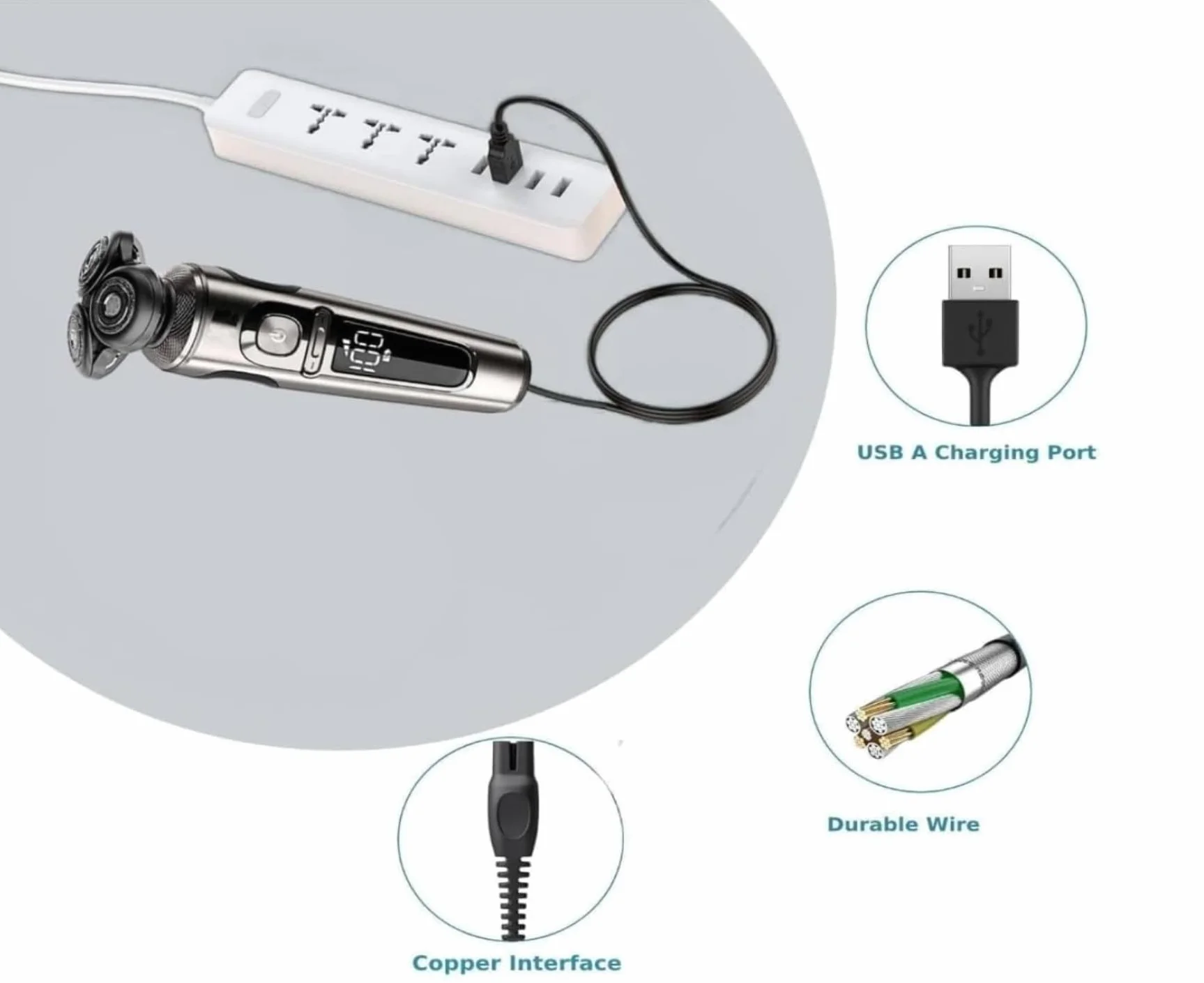Kabel ładujący USB 5V kompatybilny z Philips OneBlade Pro 360 QP2724 QP2720 QP2734 QP2824 QP4530 QP4631