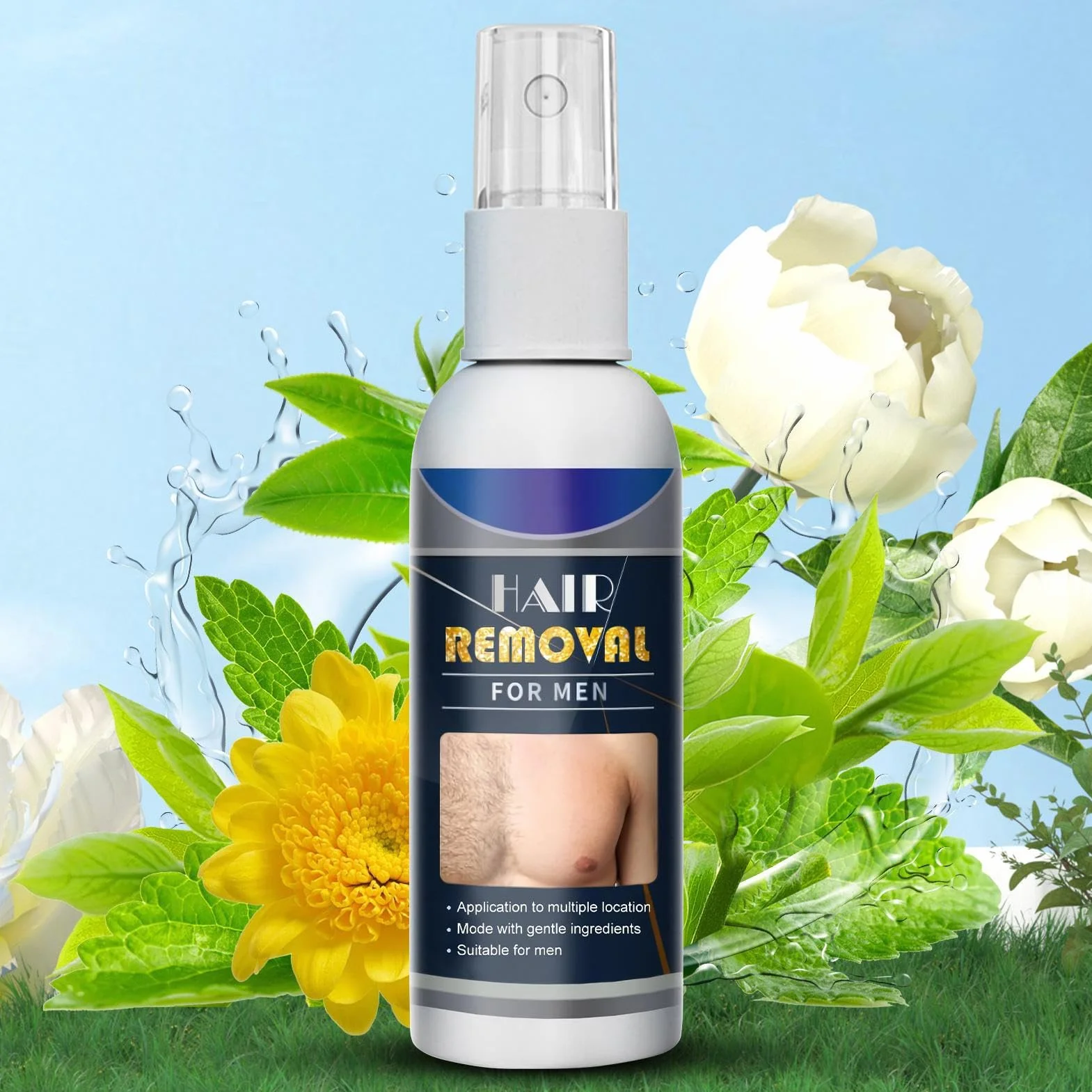 Damski półtrwały spray do usuwania włosów, spray do usuwania porostu twarzy, prosty w użyciu, 50 ml, do pach, nóg pod pachami