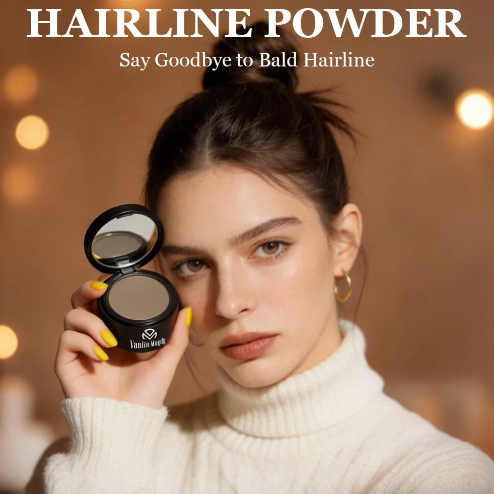 Root Touch Up Powder 4 g, korektor linii włosów, do szarych korzeni i przerzedzających się włosów, odporny na pot i wodę, z lustrem i pudrem, ciemnobrązowy