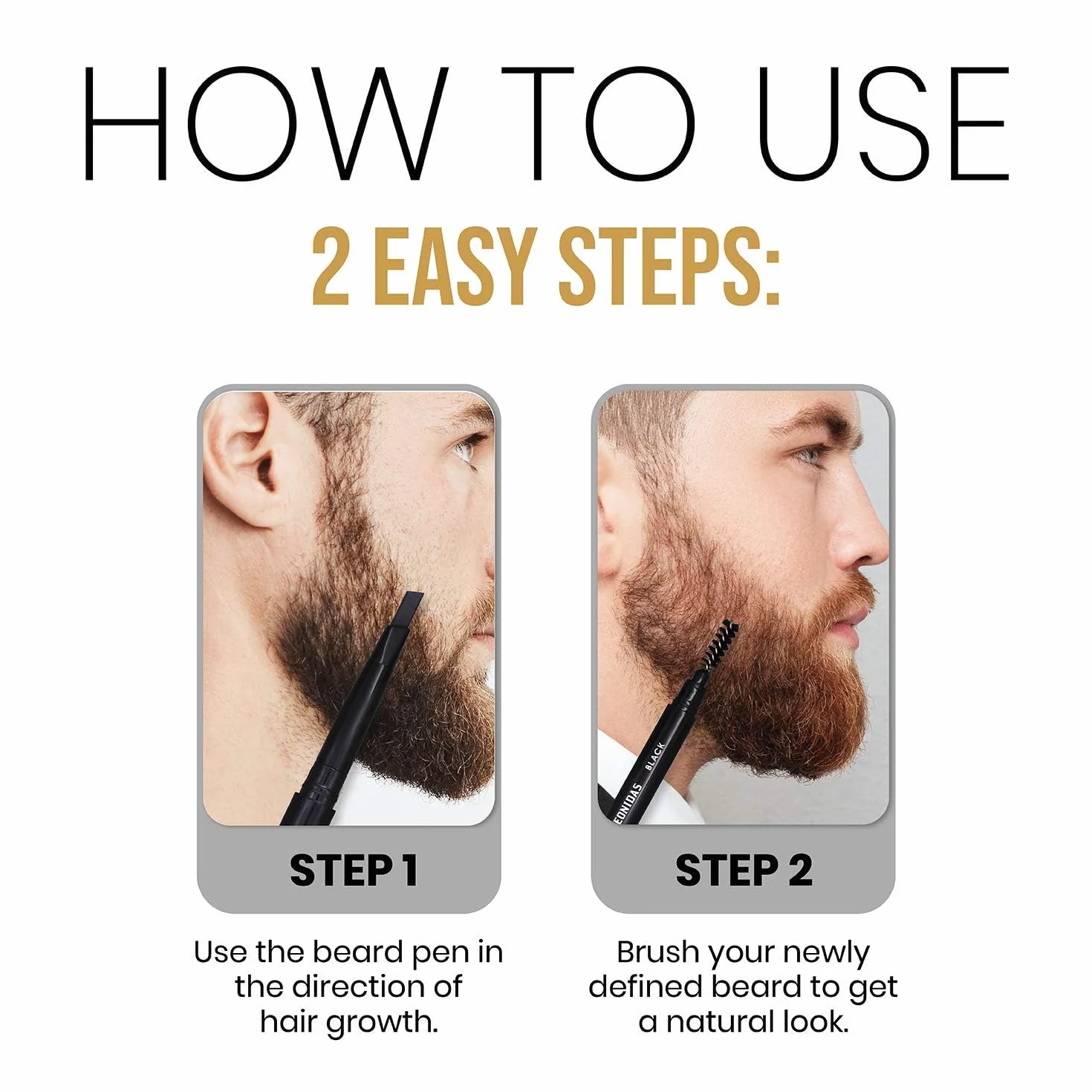 Kredka do brody King Leonidas Beard Pencil Filler dla mężczyzn (czarna), wodoodporny eyeliner do zaznaczania i modelowania nierównomiernych zarostów, męski model do modelowania i definiowania brody