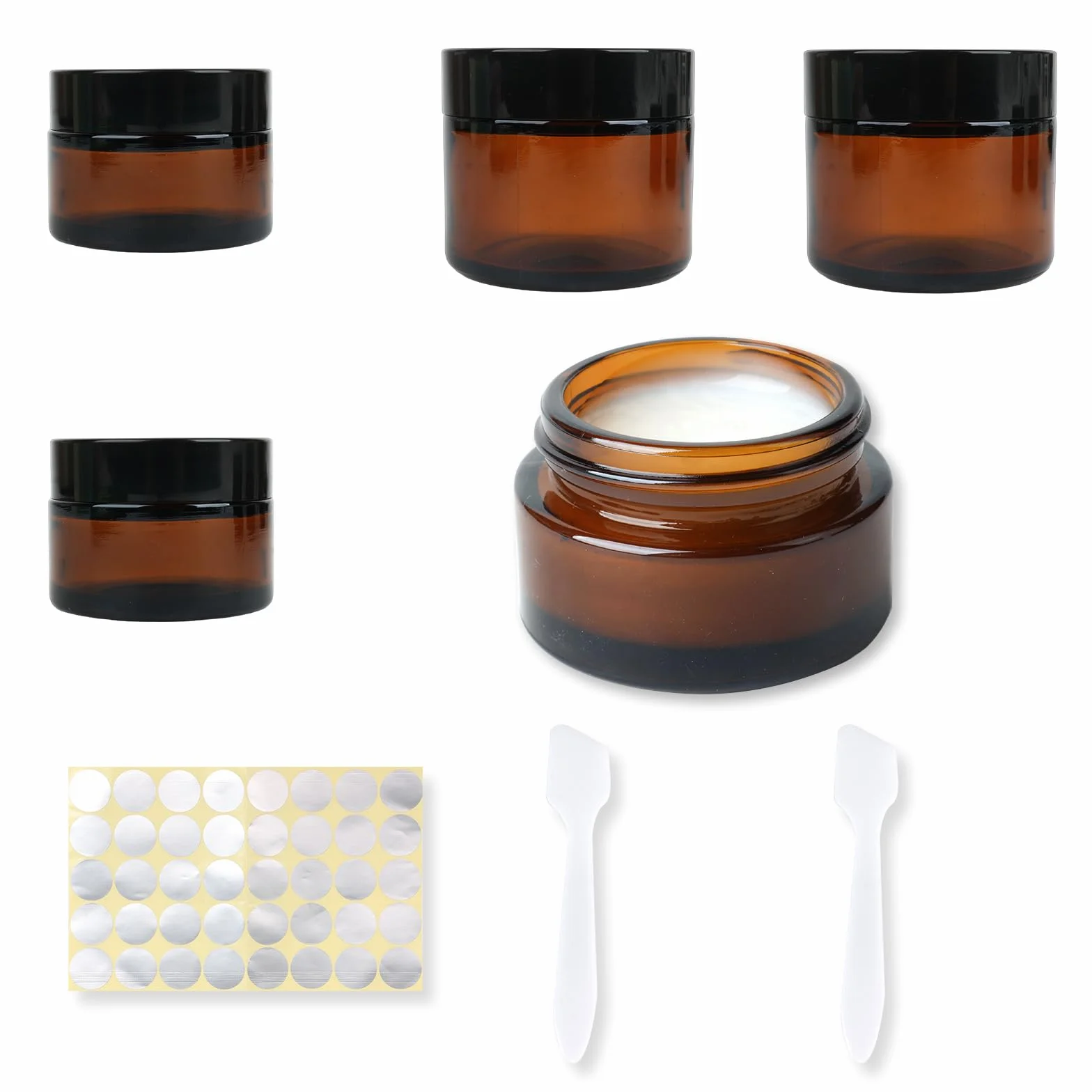 puste pojemniki na krem, szklane pojemniki, puste pojemniki z bursztynem, puste pojemniki z brązowego szkła, pojemniki do napełniania, brązowe pojemniki na maść 2 x 20 ml, 2 x 30 ml