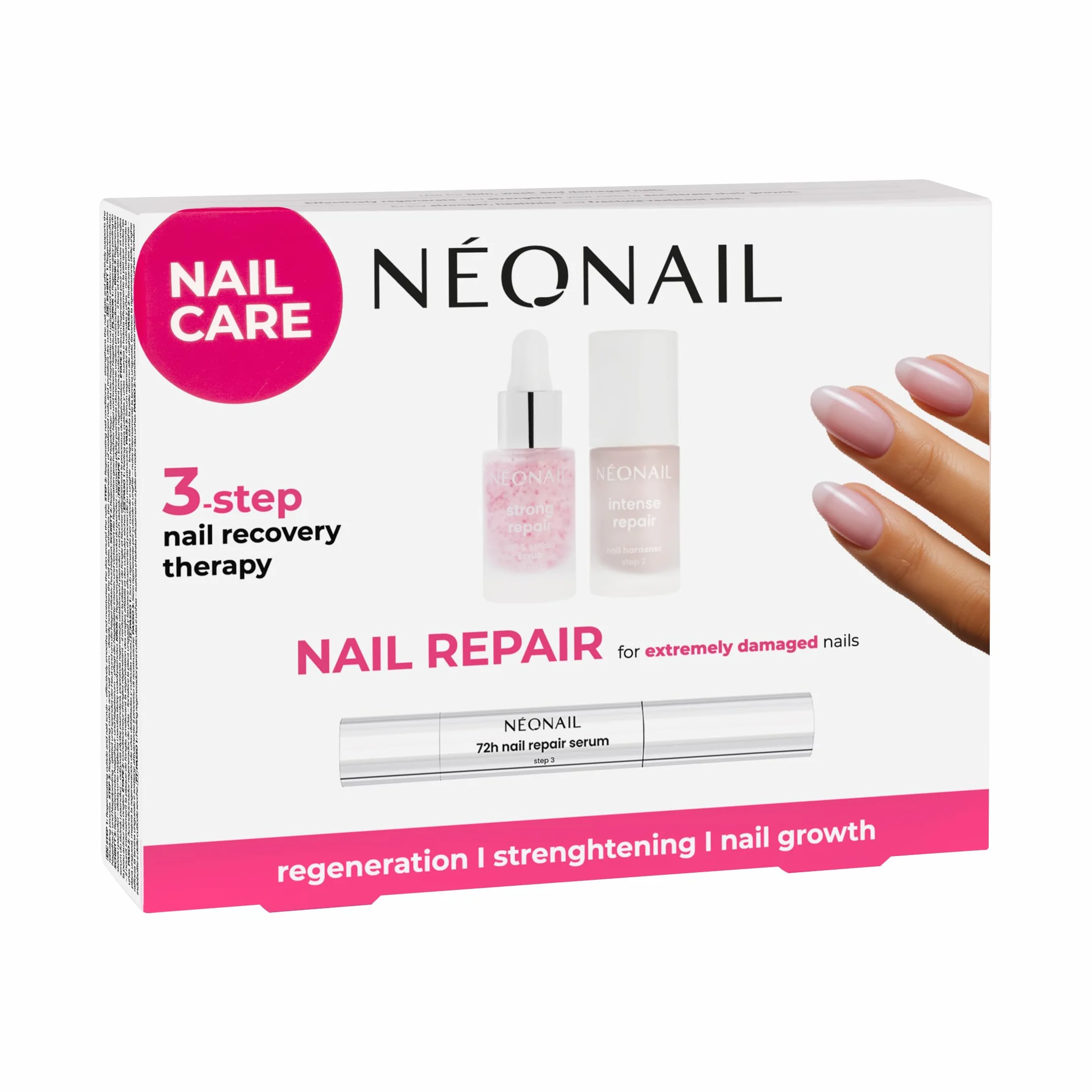 NÉONAIL Extreme Nail Repair Zestaw pielęgnacyjny Regeneration Nail Care Set - Peeling do skórek i paznokci - Odżywka do paznokci - Serum do skórek i paznokci - Terapia regenerująca
