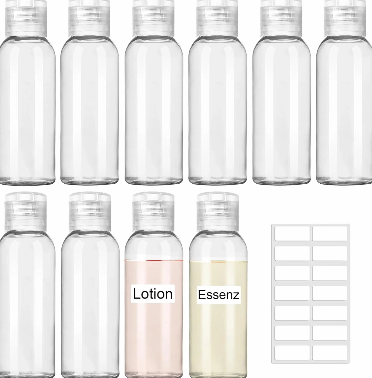 Butelka podróżna 50 ml przezroczysta do napełniania szampon odżywka balsam 15 szt