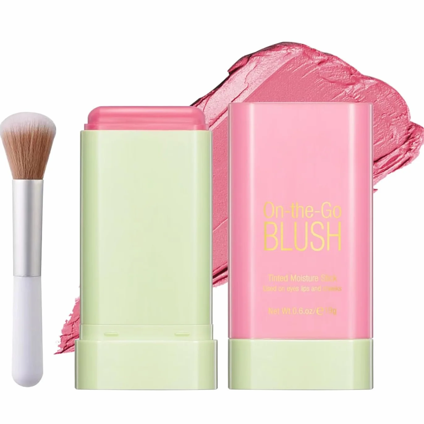 AYNKH 3 w 1 Rumieniec Blush Stick do policzków Usta Oczy, Rumieniec do twarzy, krem nawilżający Bronzer Blusher, matowy łatwy do ściągania wielofunkcyjny odcień do robienia różu (Pink)