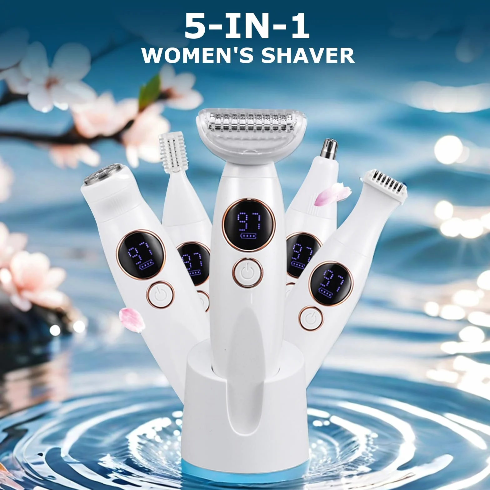 Elektryczna golarka damska 5 w 1 do twarzy nosa pach bikini USB