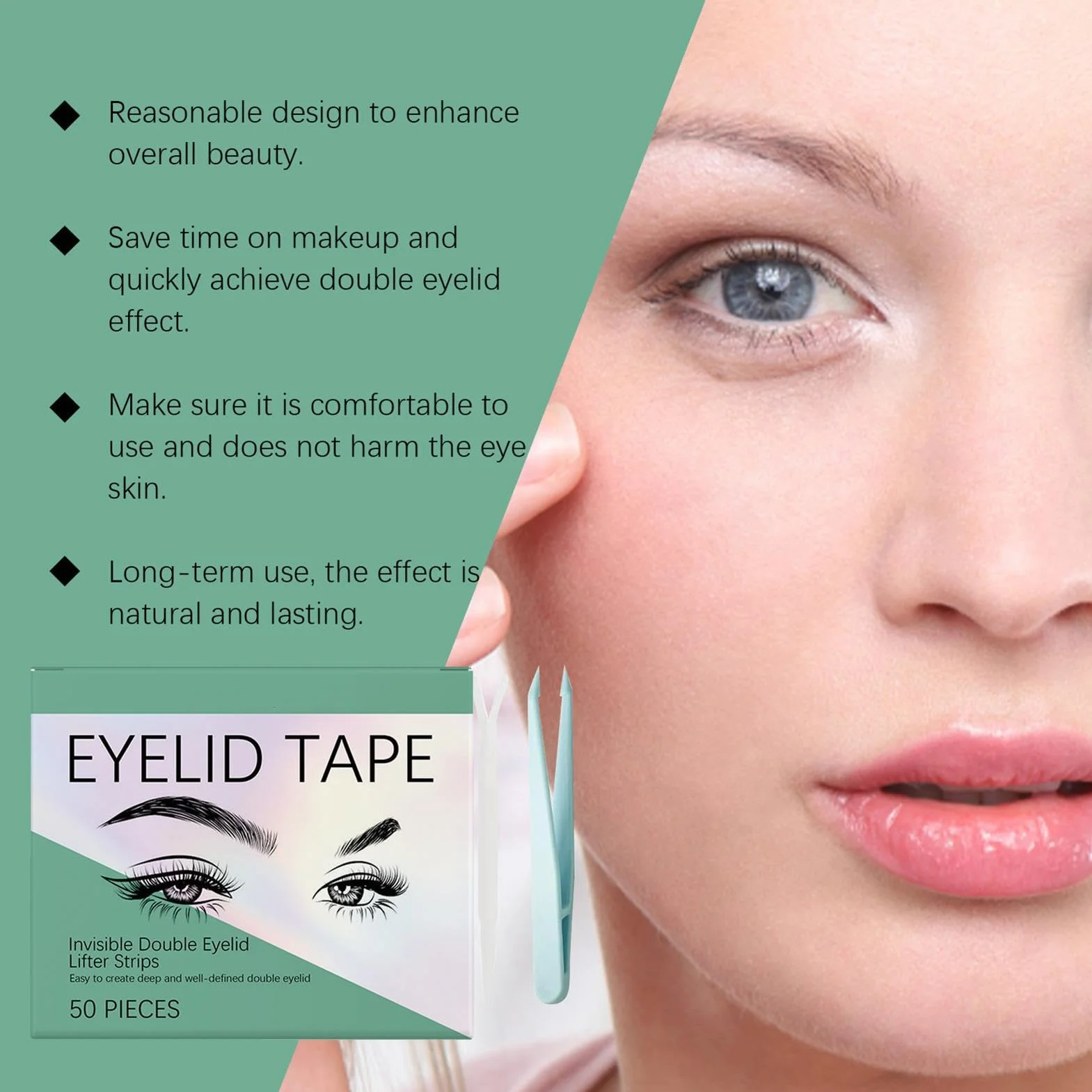 Eye Tape Hooded Eyes, Invisible Droopy Eyelid Lifter, Hooded Eyelid Lifter Strips, Eye Lift Tape, Eyelid Correcting Strips, Easy To Use, Portable for Droopy Lids