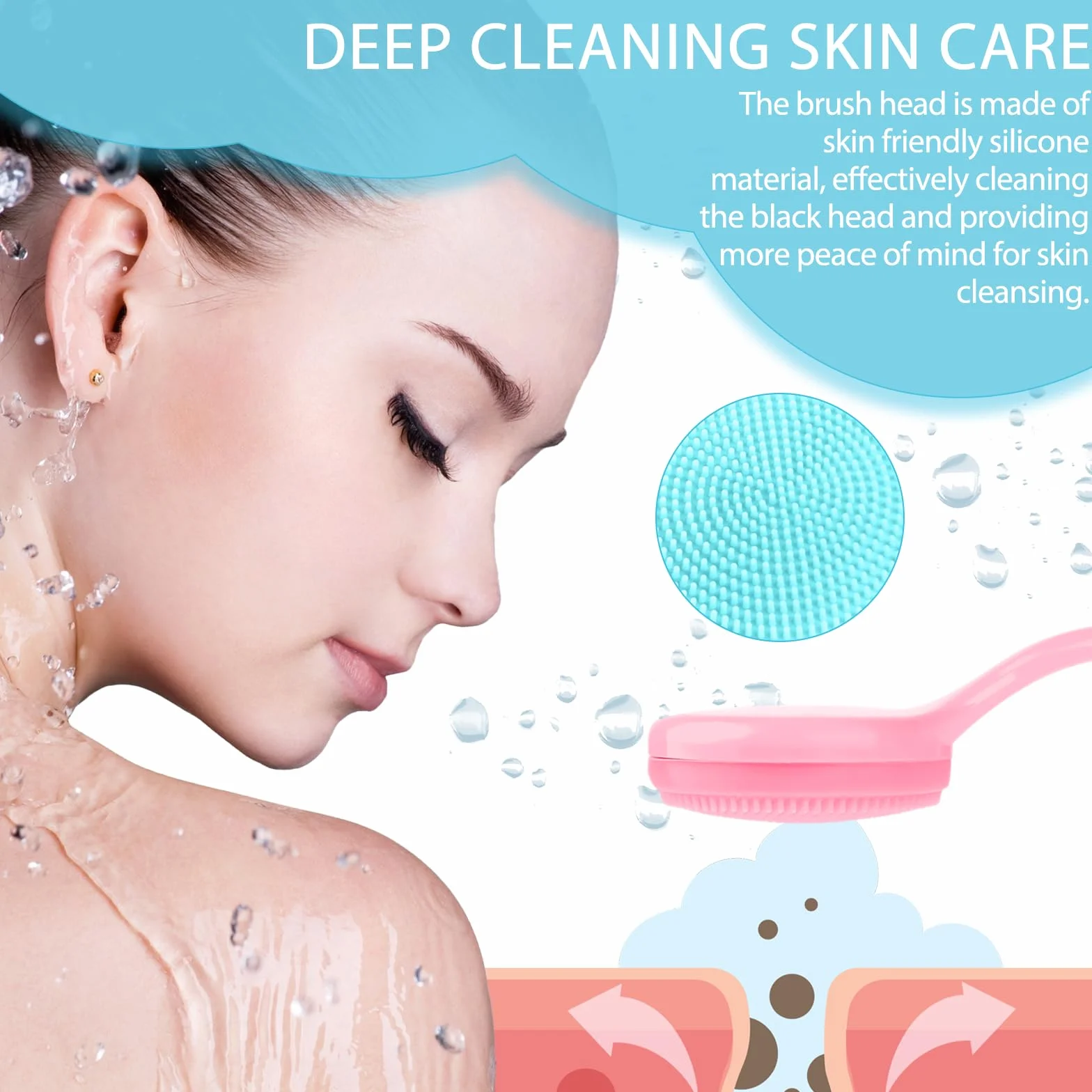 Silikonowy peeling do twarzy, 2 szt. szczotka do czyszczenia twarzy do zaskórników, usuwanie pozostałości makijażu, narzędzie do makijażu dla wszystkich rodzajów skóry (niebieski i różowy)